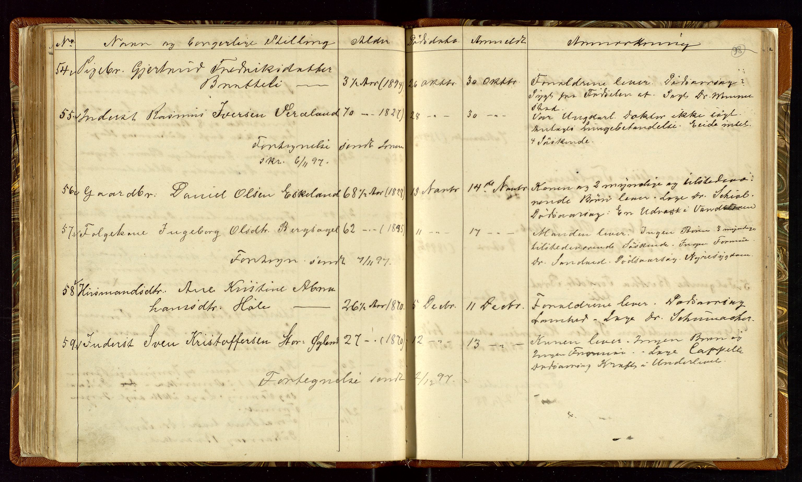 Høle og Forsand lensmannskontor, AV/SAST-A-100127/Gga/L0001: "Fortegnelse over Afdøde i Høle Thinglag fra 1ste Juli 1875 til ", 1875-1902, s. 98