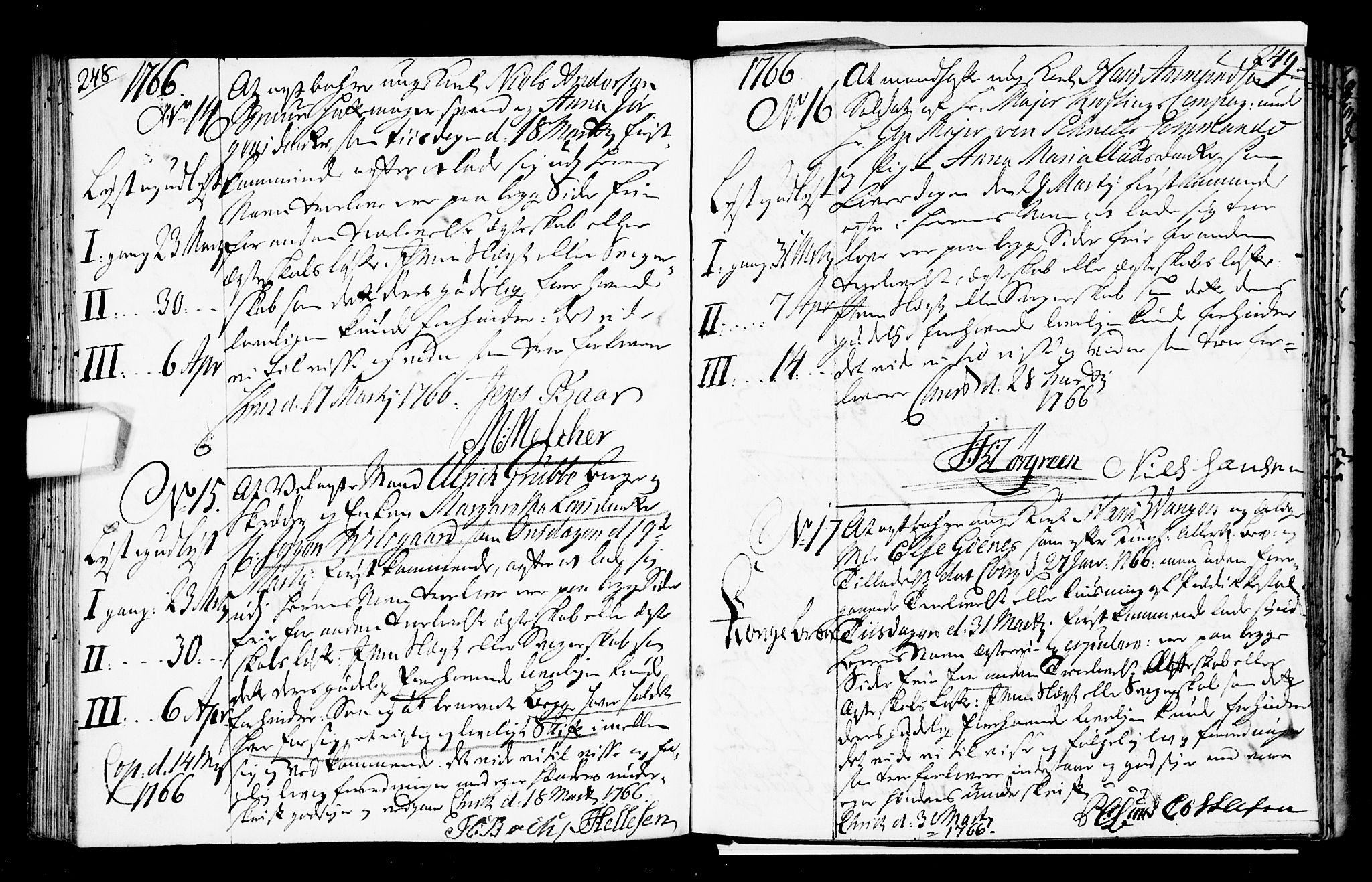Oslo domkirke Kirkebøker, AV/SAO-A-10752/L/La/L0008: Forlovererklæringer nr. 8, 1759-1769, s. 248-249