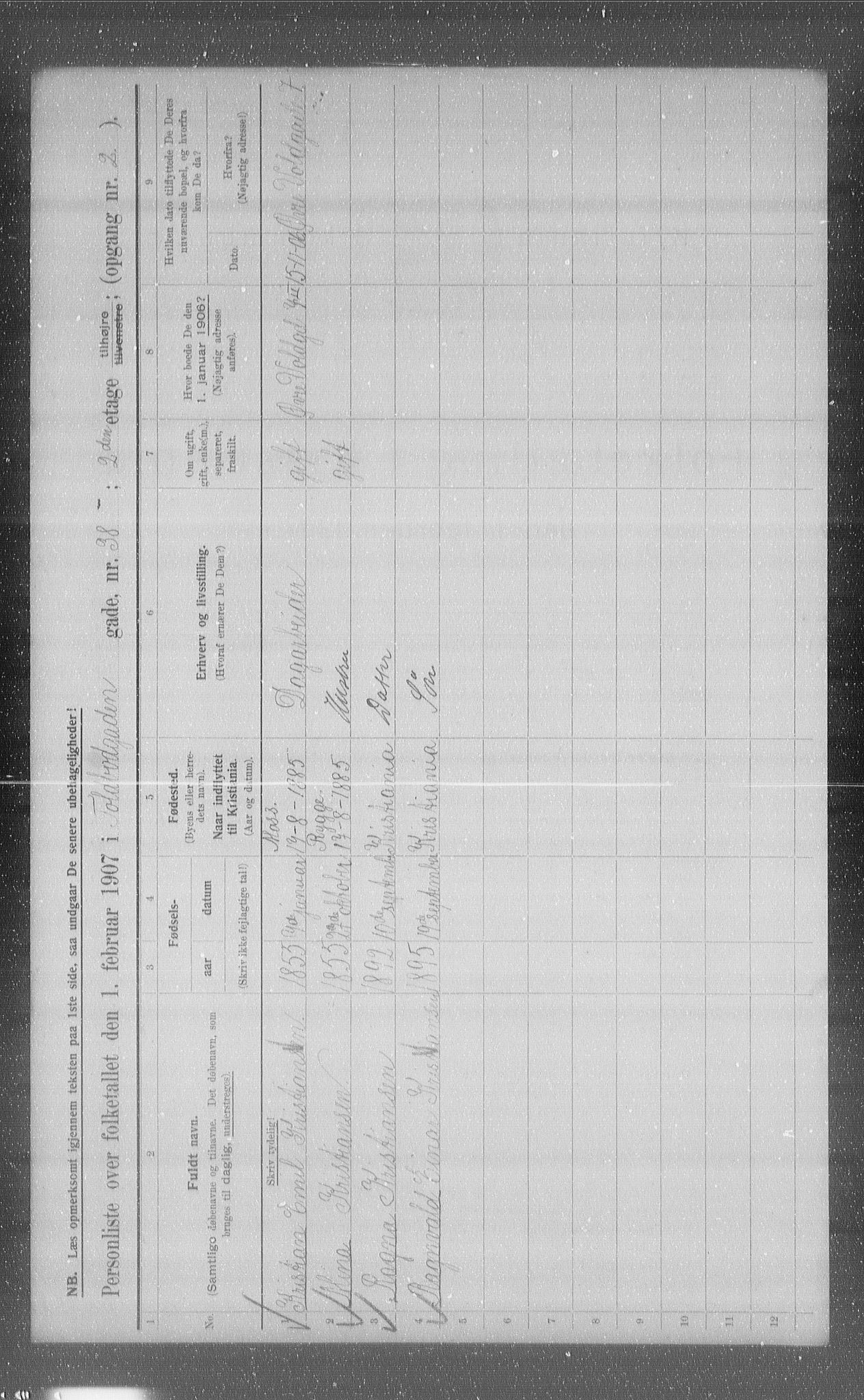 OBA, Kommunal folketelling 1.2.1907 for Kristiania kjøpstad, 1907, s. 57618