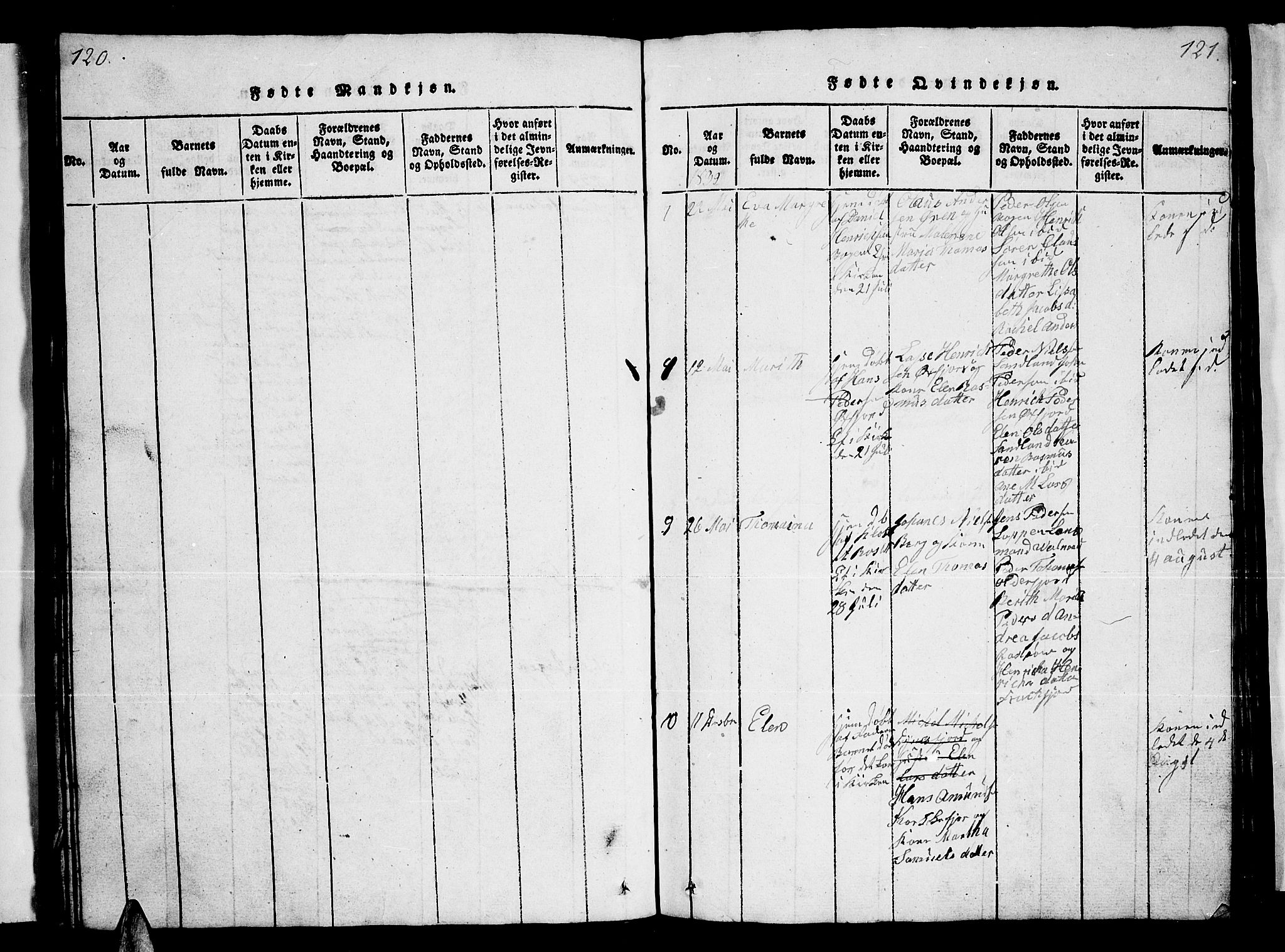 Loppa sokneprestkontor, AV/SATØ-S-1339/H/Hb/L0001klokker: Klokkerbok nr. 1, 1820-1849, s. 120-121