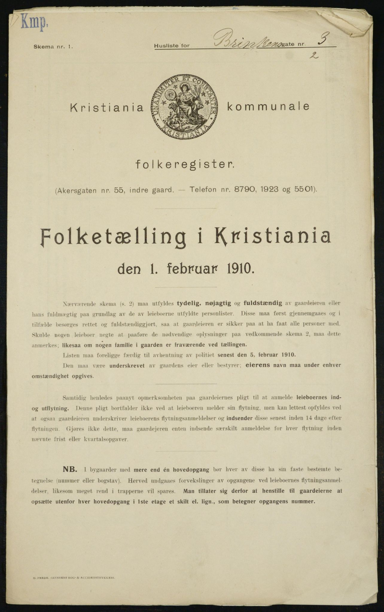 OBA, Kommunal folketelling 1.2.1910 for Kristiania, 1910, s. 8452