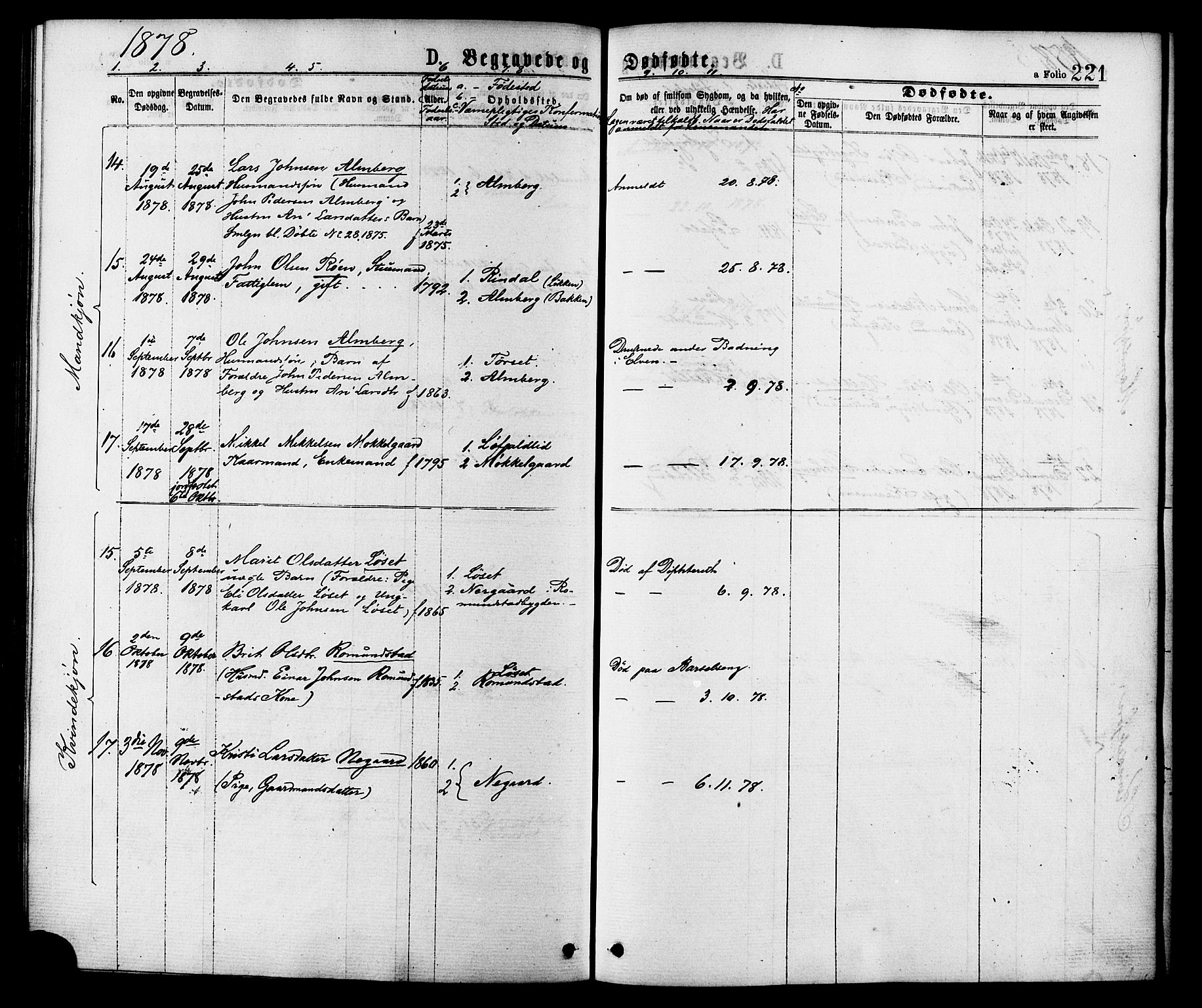 Ministerialprotokoller, klokkerbøker og fødselsregistre - Møre og Romsdal, AV/SAT-A-1454/598/L1068: Ministerialbok nr. 598A02, 1872-1881, s. 221