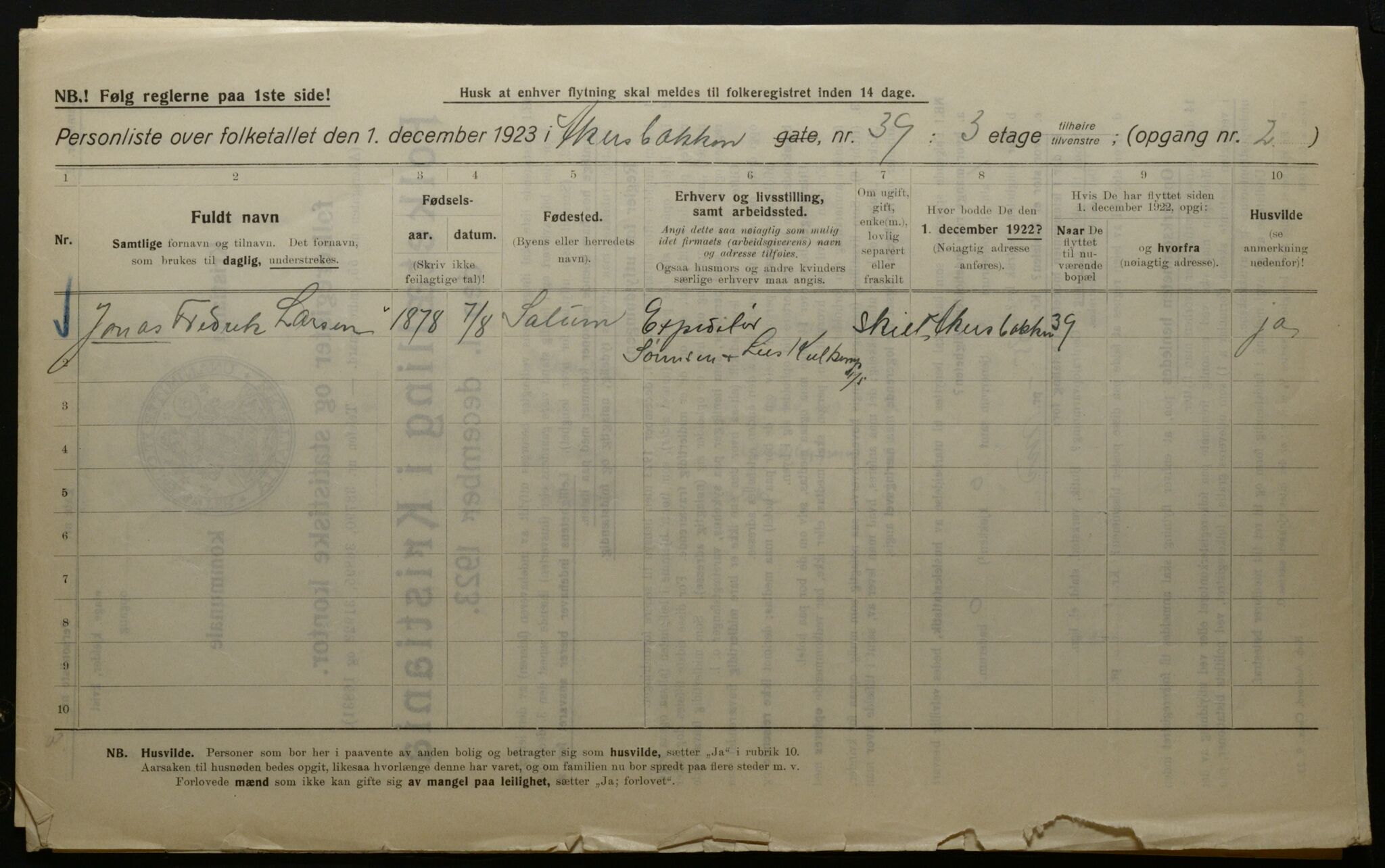 OBA, Kommunal folketelling 1.12.1923 for Kristiania, 1923, s. 650