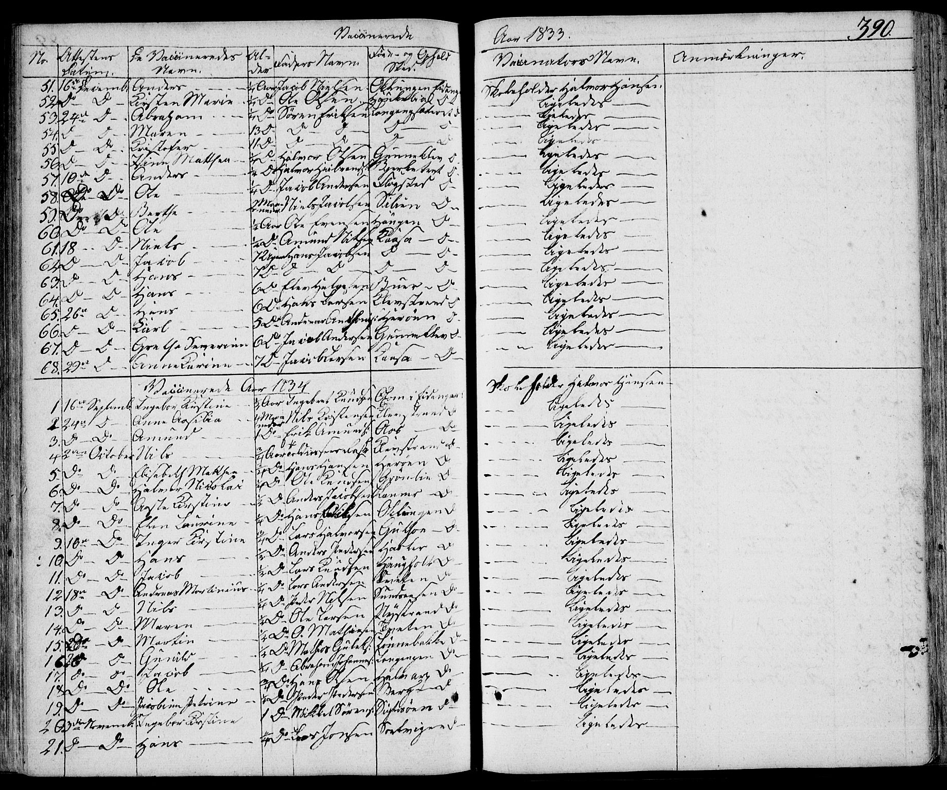 Eidanger kirkebøker, AV/SAKO-A-261/F/Fa/L0008: Ministerialbok nr. 8, 1831-1858, s. 390