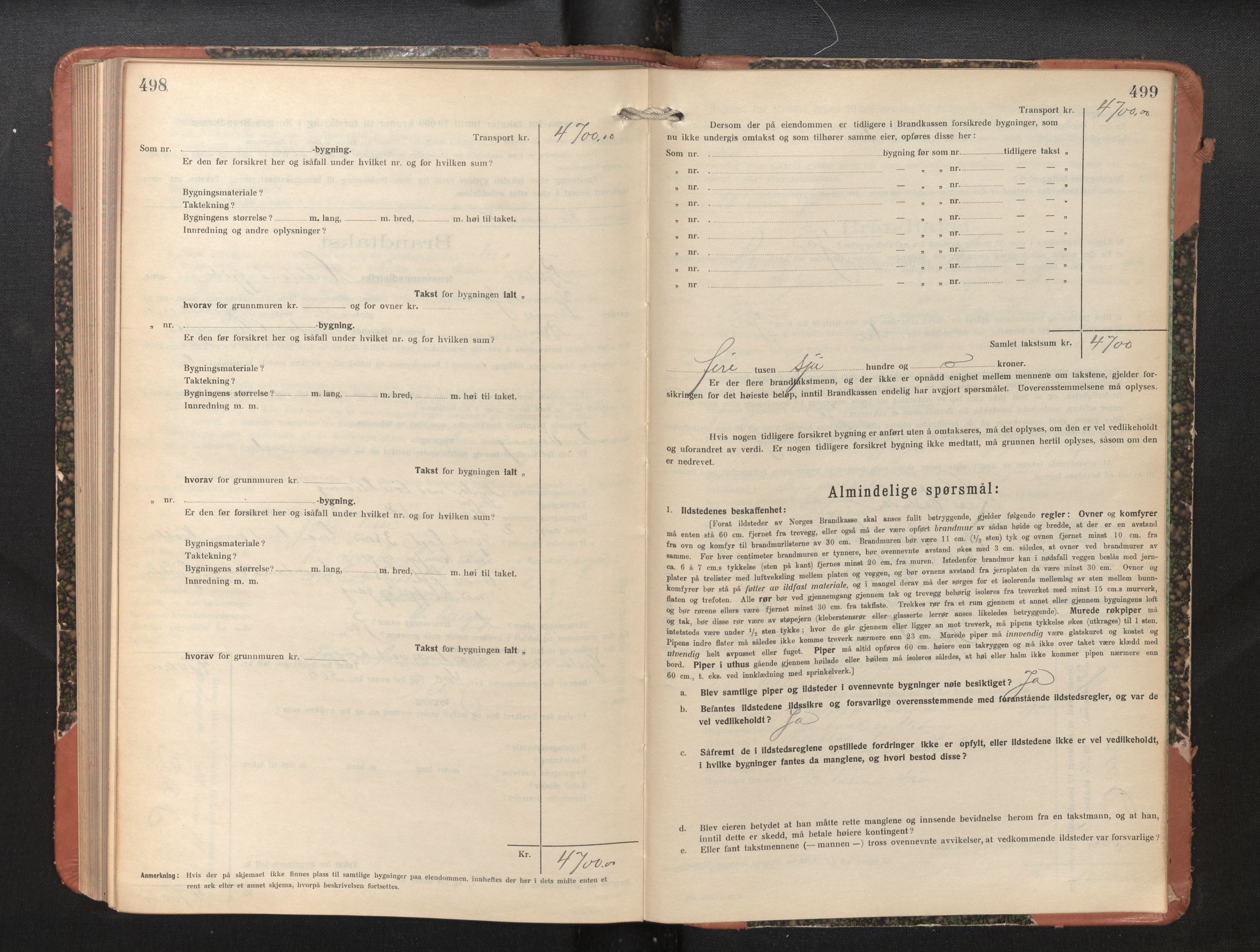 Lensmannen i Bruvik, SAB/A-31301/0012/L0010: Branntakstprotokoll, skjematakst, 1925-1936, s. 498-499