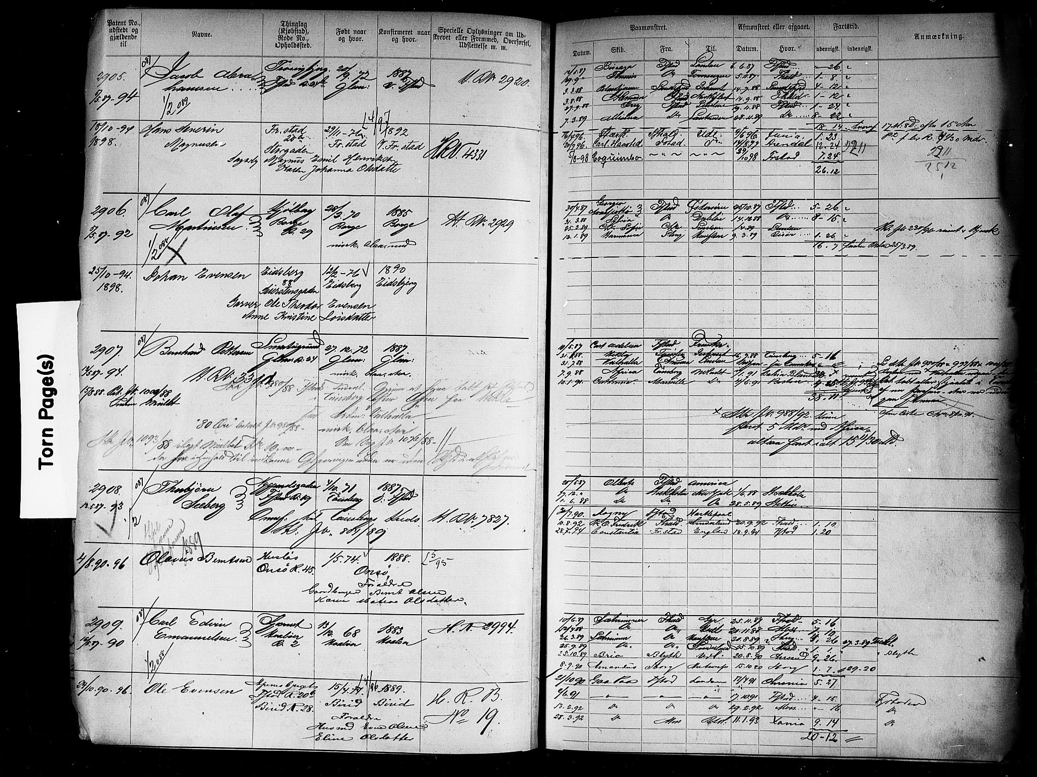 Fredrikstad mønstringskontor, AV/SAO-A-10569b/F/Fc/Fca/L0005: Annotasjonsrulle, 1884-1899, s. 301