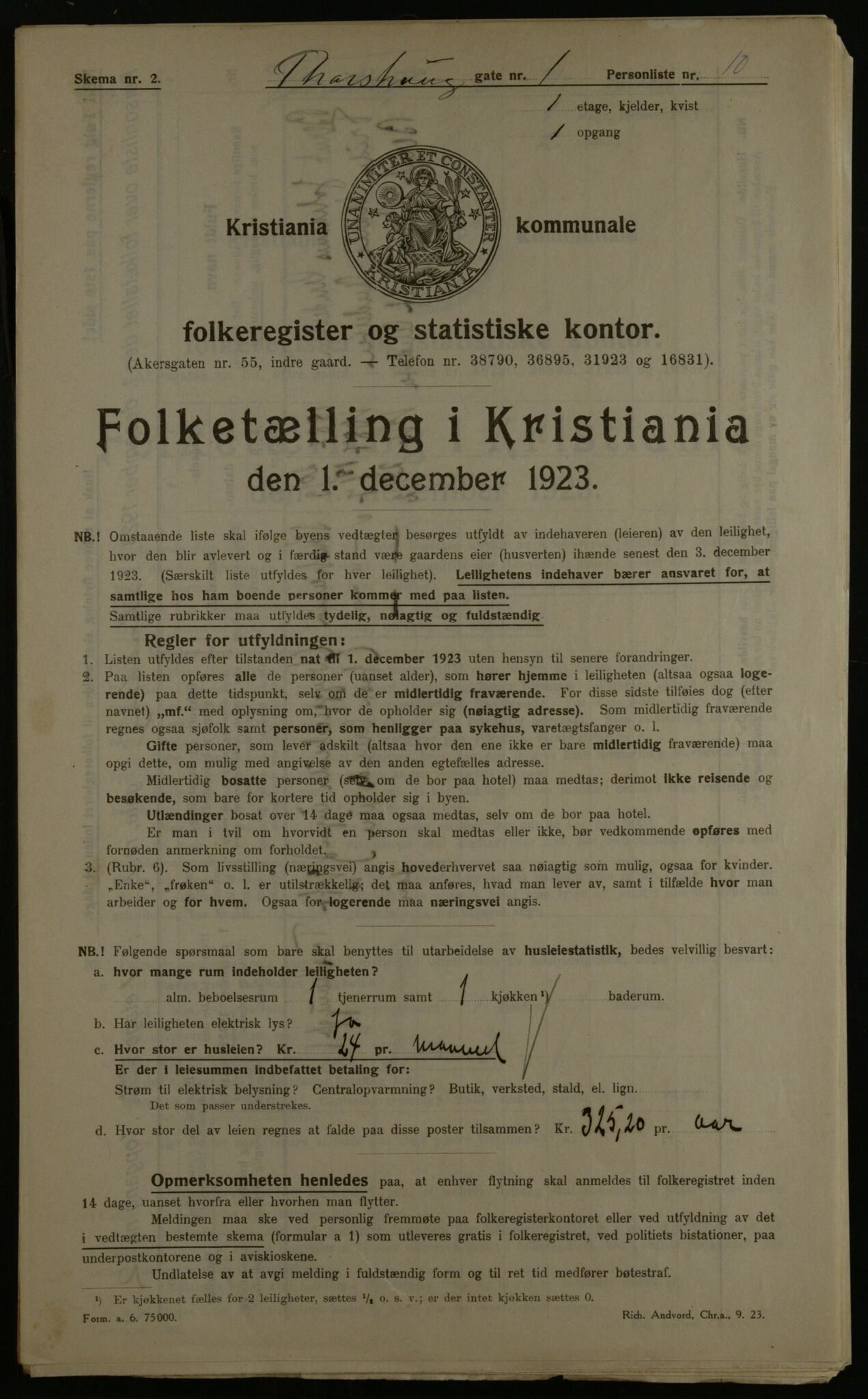 OBA, Kommunal folketelling 1.12.1923 for Kristiania, 1923, s. 126179