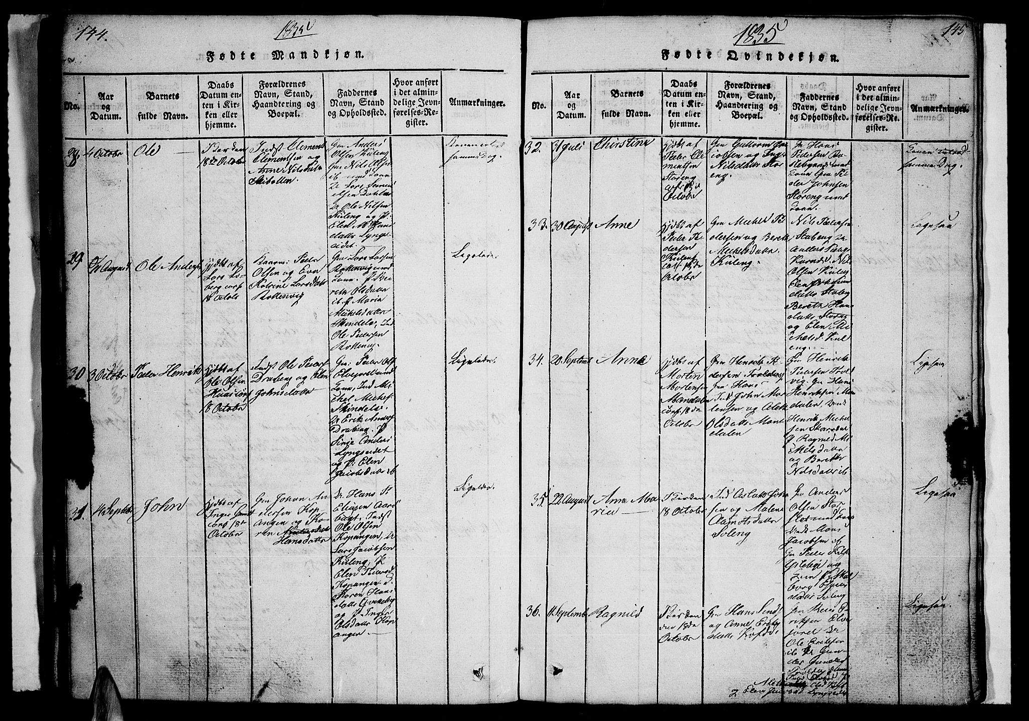 Lyngen sokneprestembete, AV/SATØ-S-1289/H/He/Heb/L0001klokker: Klokkerbok nr. 1, 1826-1838, s. 144-145