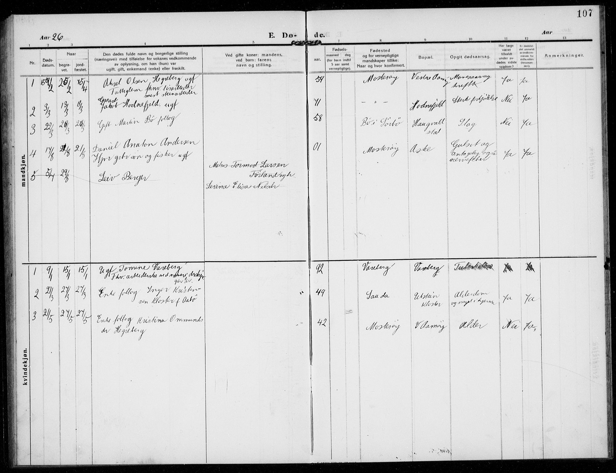 Rennesøy sokneprestkontor, SAST/A -101827/H/Ha/Haa/L0017: Ministerialbok nr. A 17, 1908-1926, s. 107