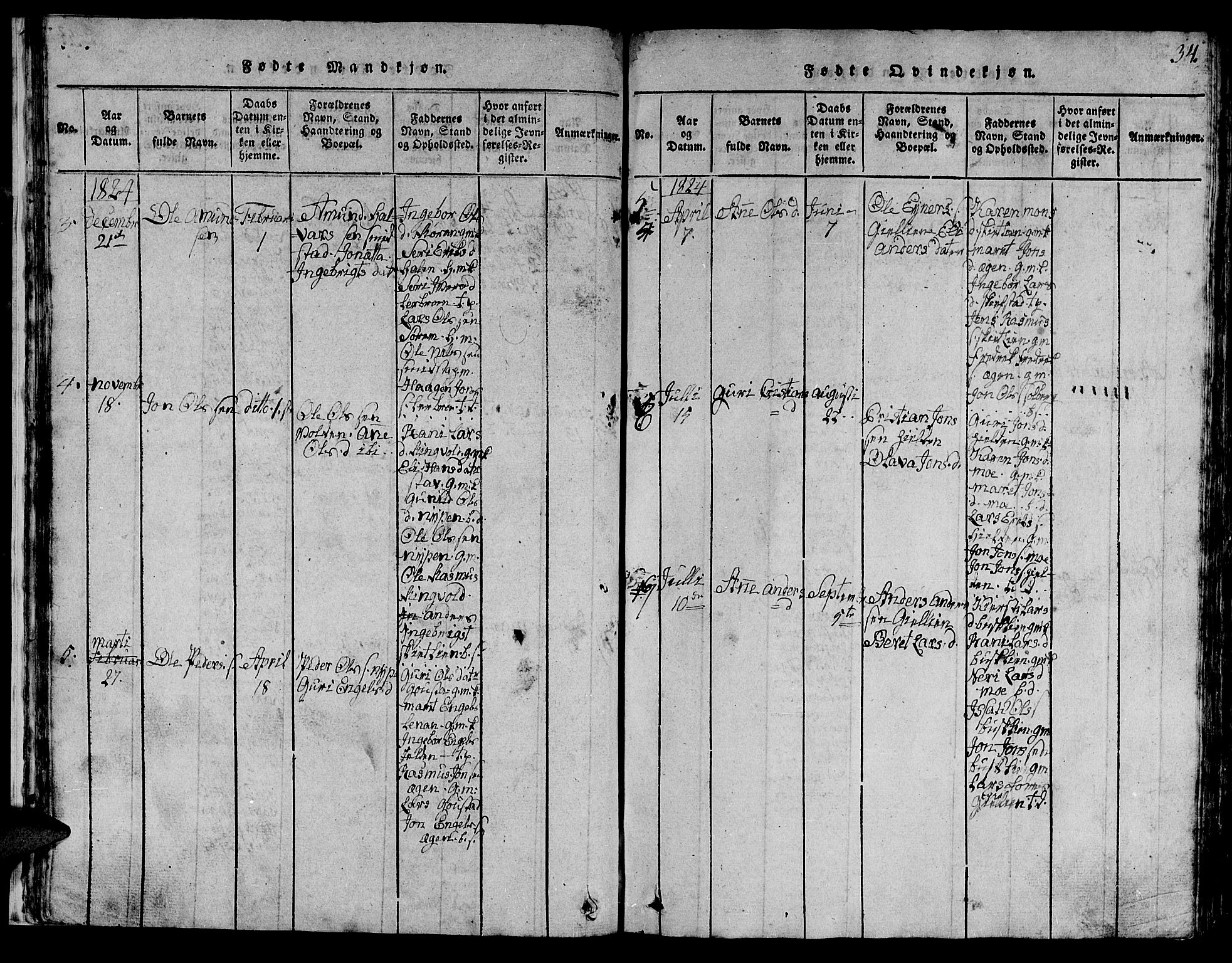 Ministerialprotokoller, klokkerbøker og fødselsregistre - Sør-Trøndelag, AV/SAT-A-1456/613/L0393: Klokkerbok nr. 613C01, 1816-1886, s. 34