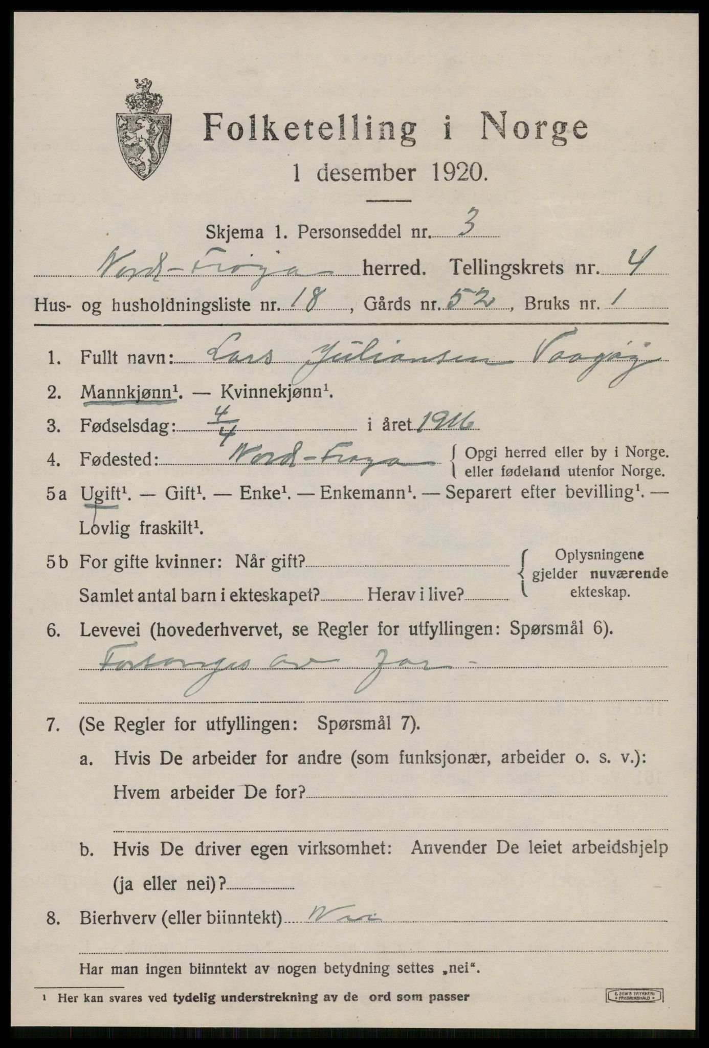 SAT, Folketelling 1920 for 1620 Nord-Frøya herred, 1920, s. 8347