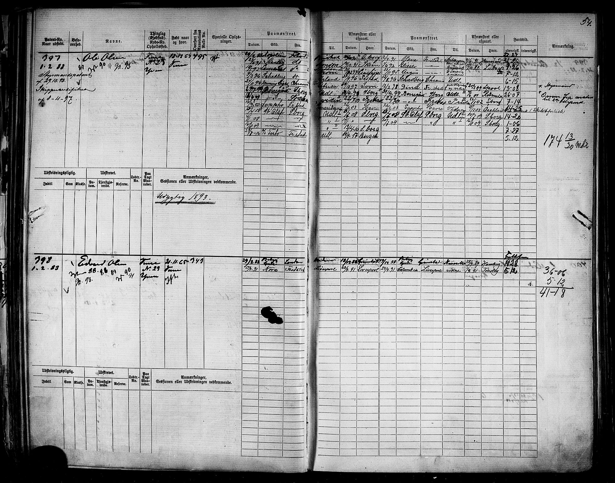 Sarpsborg mønstringskontor, SAO/A-10569c/F/Fc/Fcb/L0006: Hovedrulle, 1881-1915, s. 57