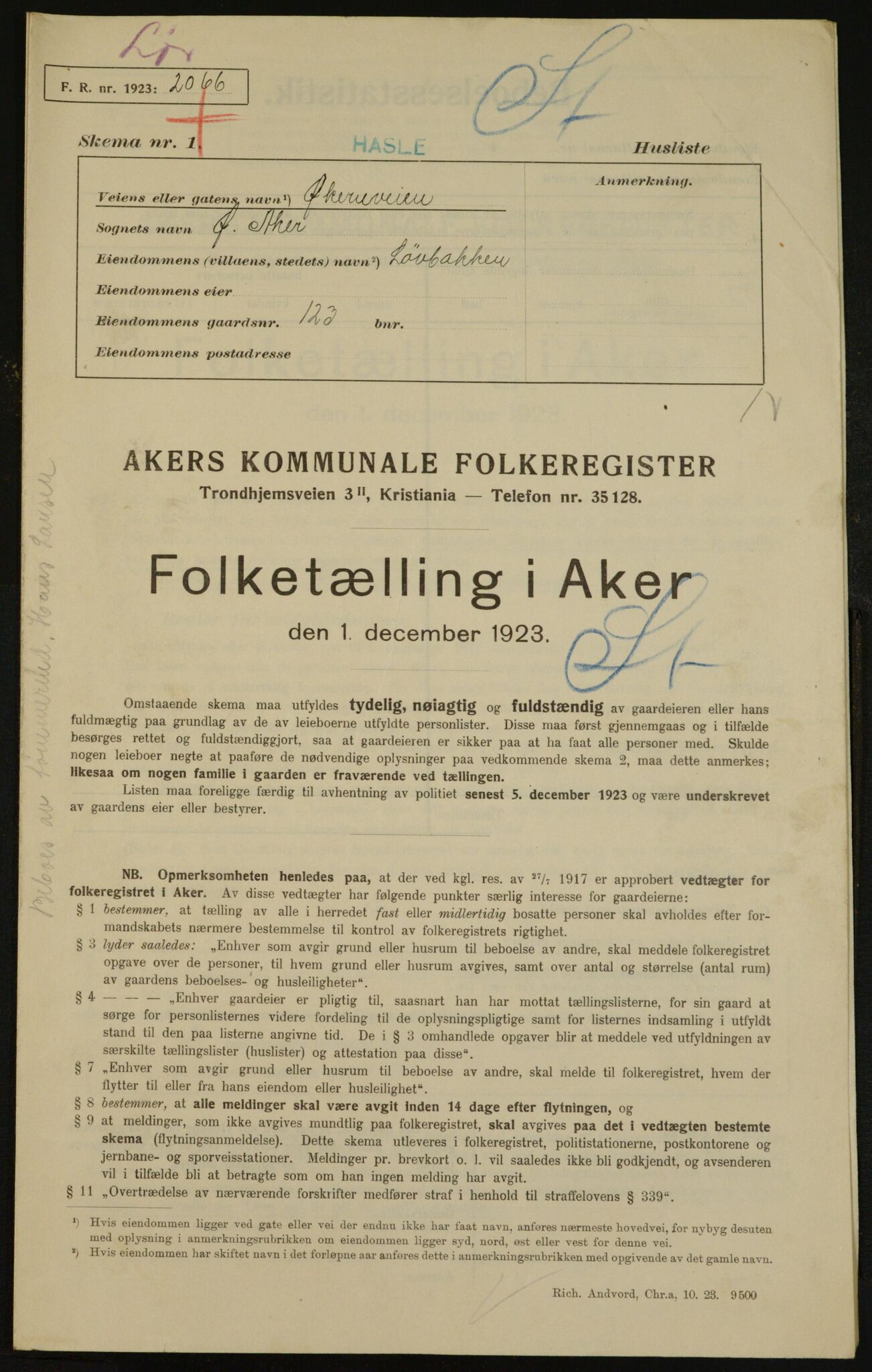 , Kommunal folketelling 1.12.1923 for Aker, 1923, s. 35602