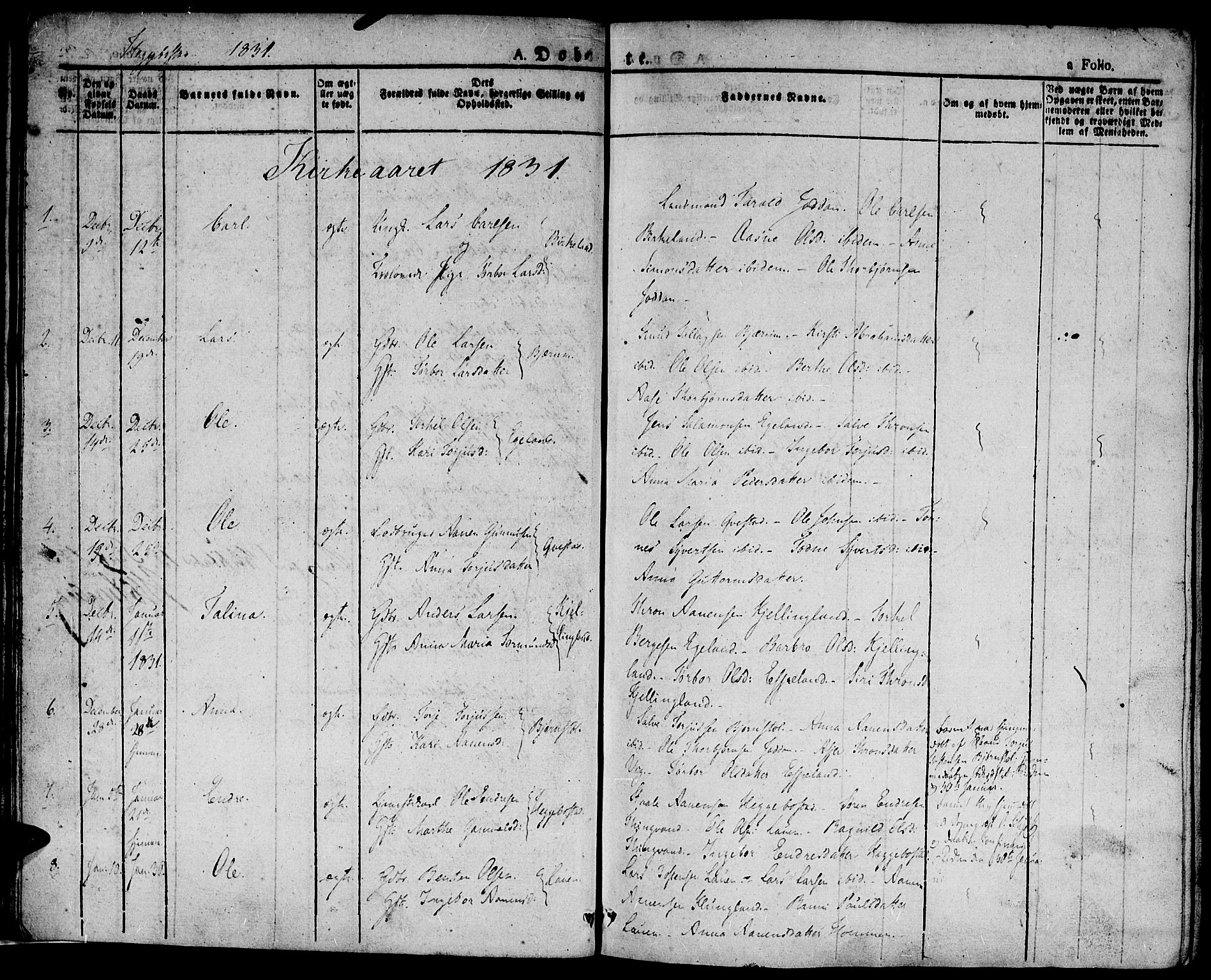 Hægebostad sokneprestkontor, SAK/1111-0024/F/Fa/Faa/L0003: Ministerialbok nr. A 3 /1, 1825-1834