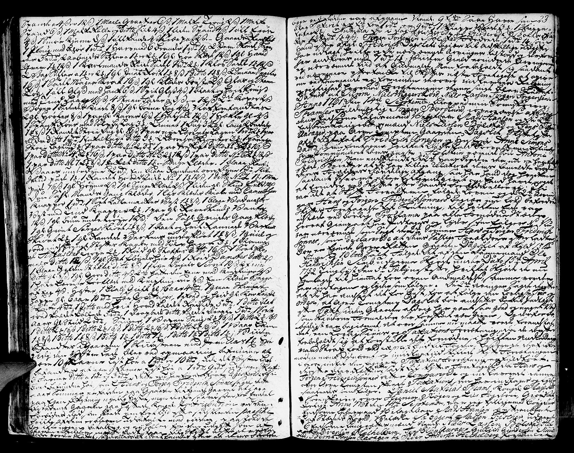 Lier, Røyken og Hurum sorenskriveri, SAKO/A-89/H/Hc/L0005: Skifteprotokoll, 1760-1774, s. 22b-23a