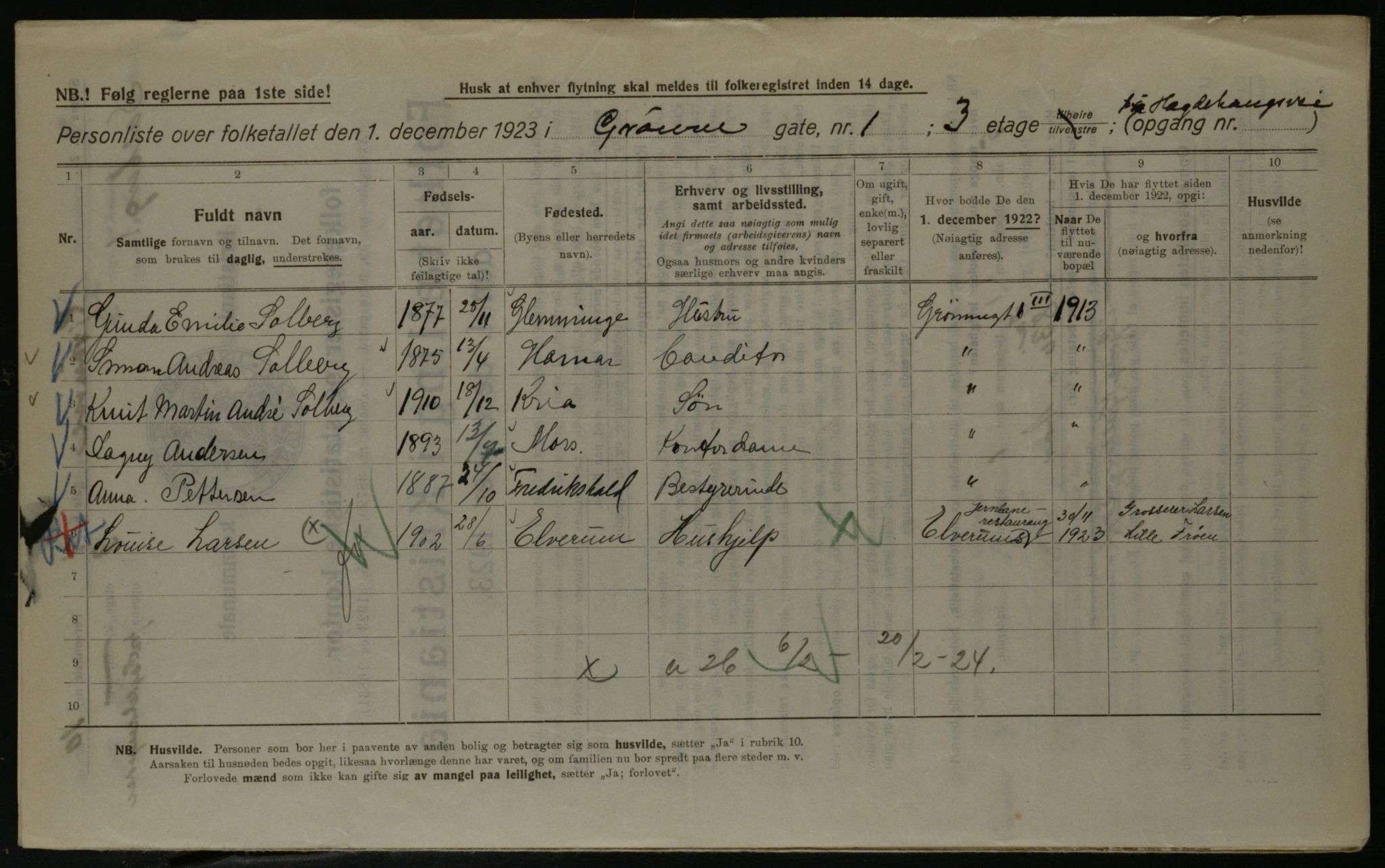 OBA, Kommunal folketelling 1.12.1923 for Kristiania, 1923, s. 36098