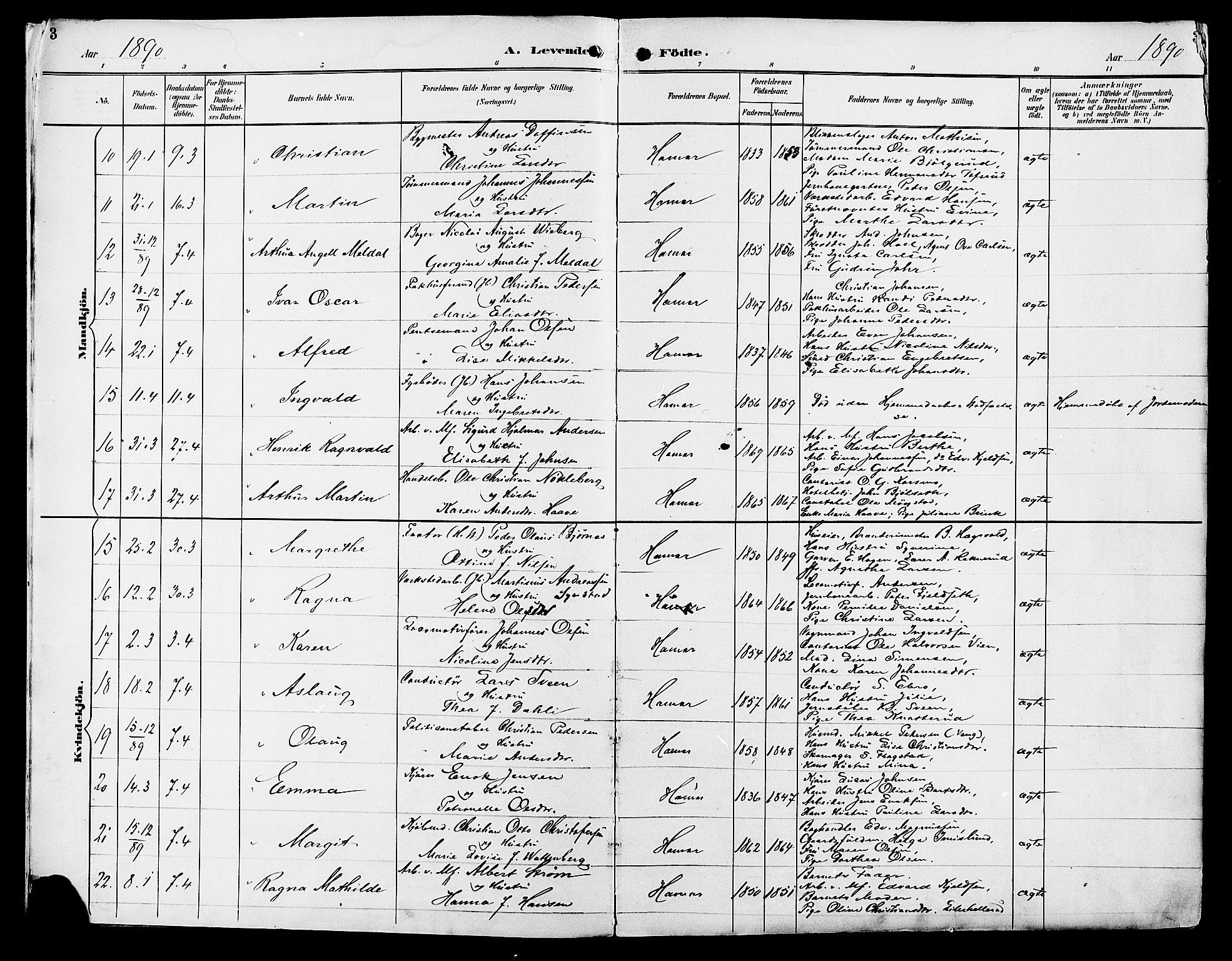 Vang prestekontor, Hedmark, AV/SAH-PREST-008/H/Ha/Haa/L0017: Ministerialbok nr. 17, 1890-1899, s. 3