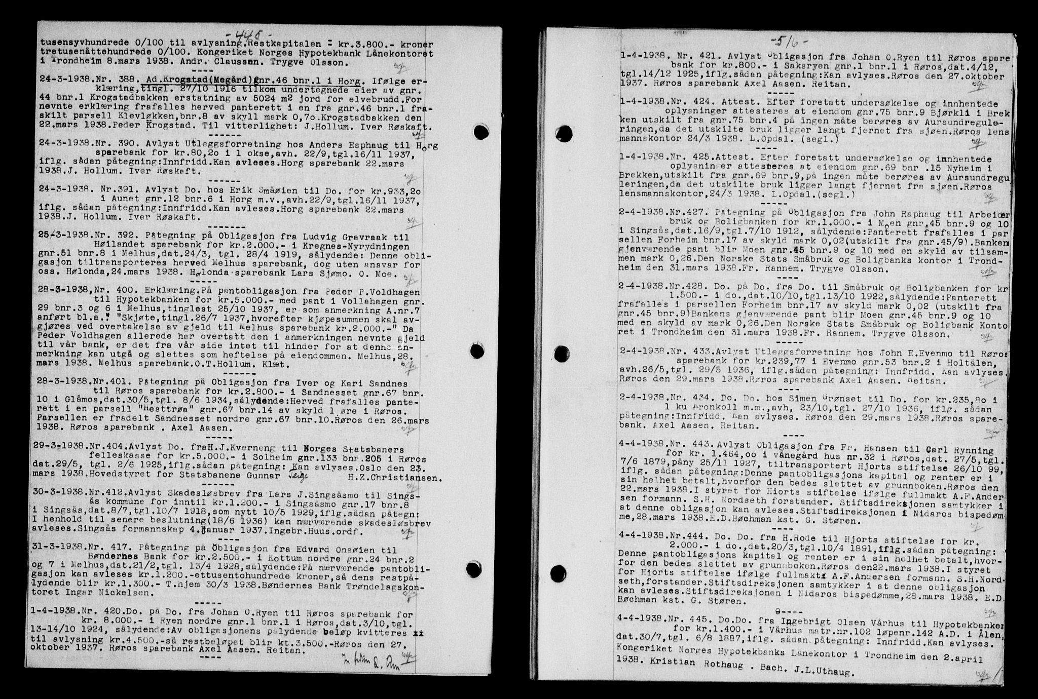 Gauldal sorenskriveri, SAT/A-0014/1/2/2C/L0048: Pantebok nr. 51-52, 1937-1938, s. 446, Dagboknr: 388/1938