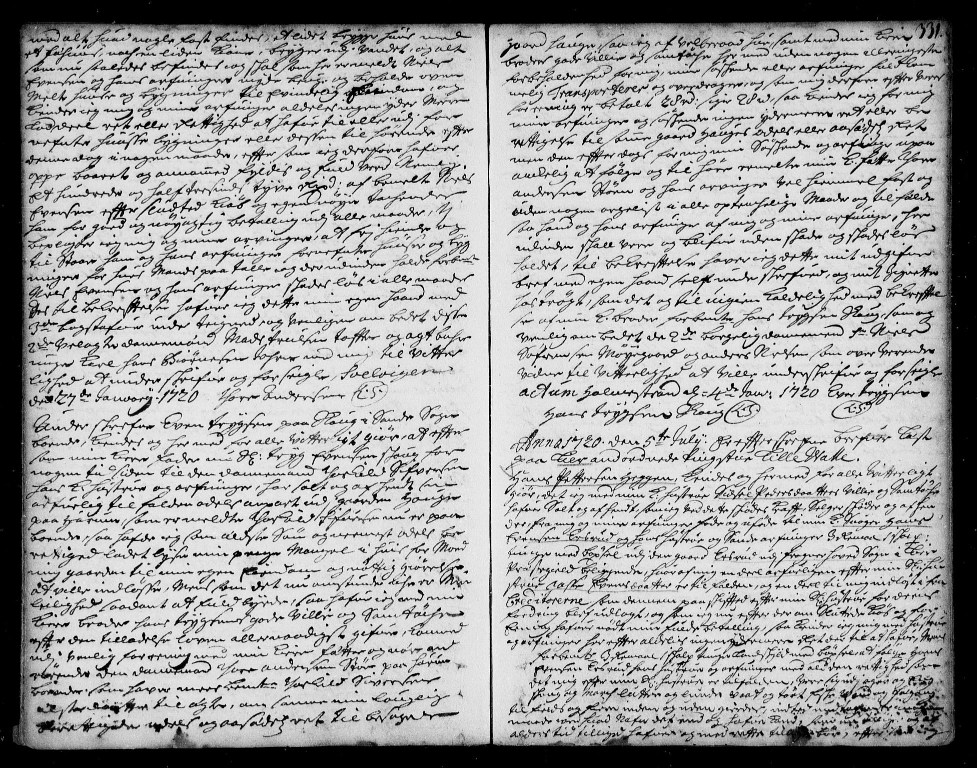 Lier, Røyken og Hurum sorenskriveri, SAKO/A-89/G/Ga/Gaa/L0001: Pantebok nr. I, 1701-1725, s. 331