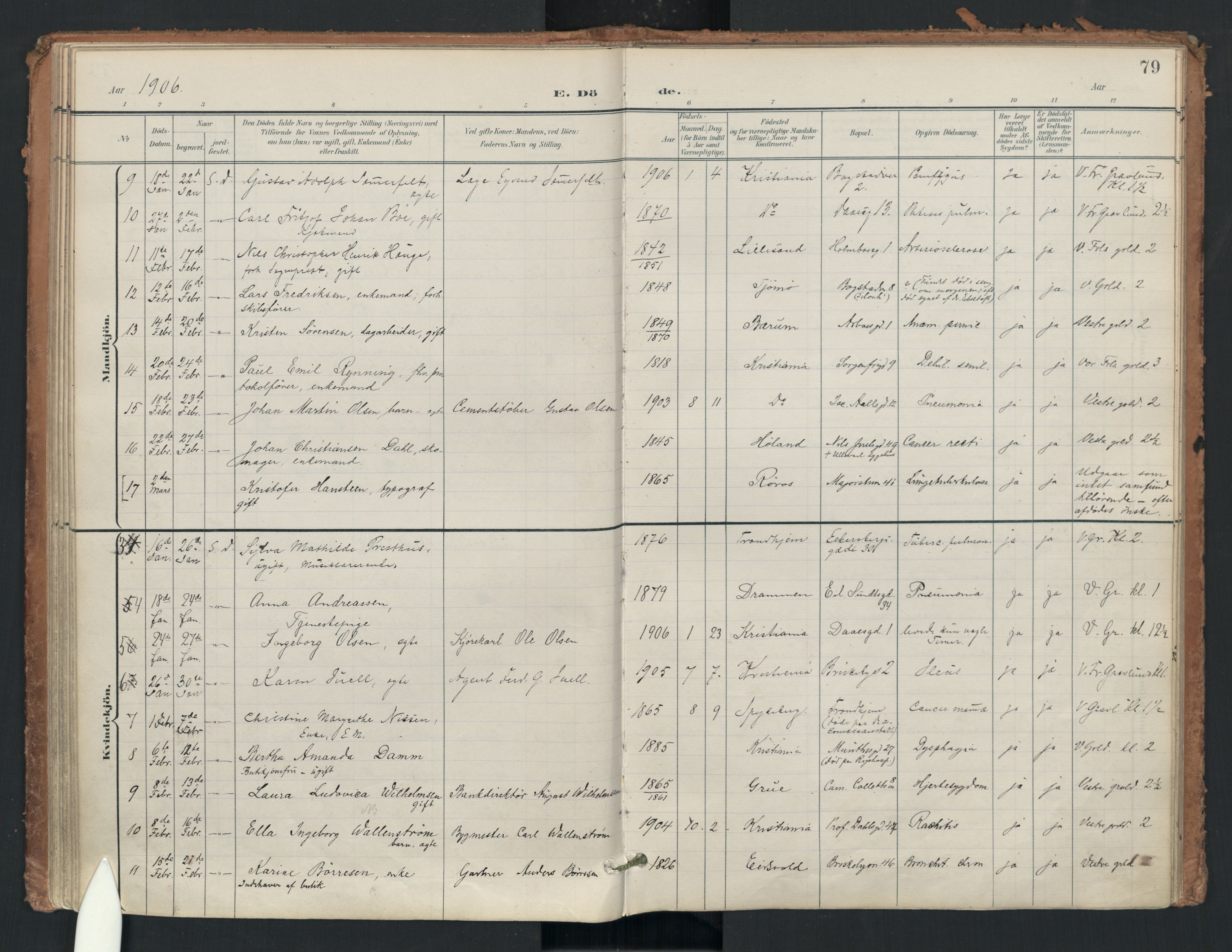 Uranienborg prestekontor Kirkebøker, AV/SAO-A-10877/F/Fa/L0008: Ministerialbok nr. 8, 1898-1936, s. 79