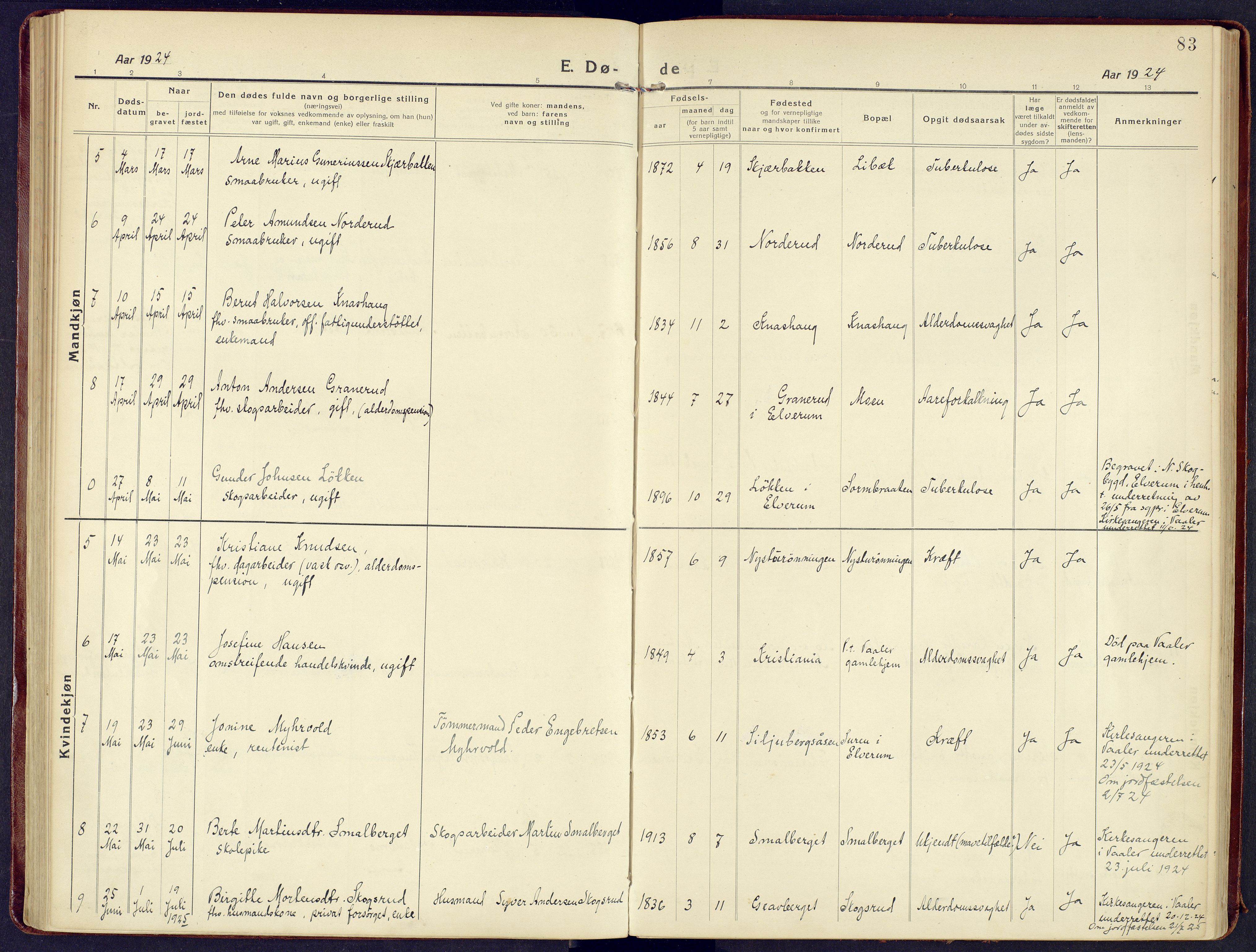 Våler prestekontor, Hedmark, AV/SAH-PREST-040/H/Ha/Haa/L0011: Ministerialbok nr. 11, 1919-1933, s. 83