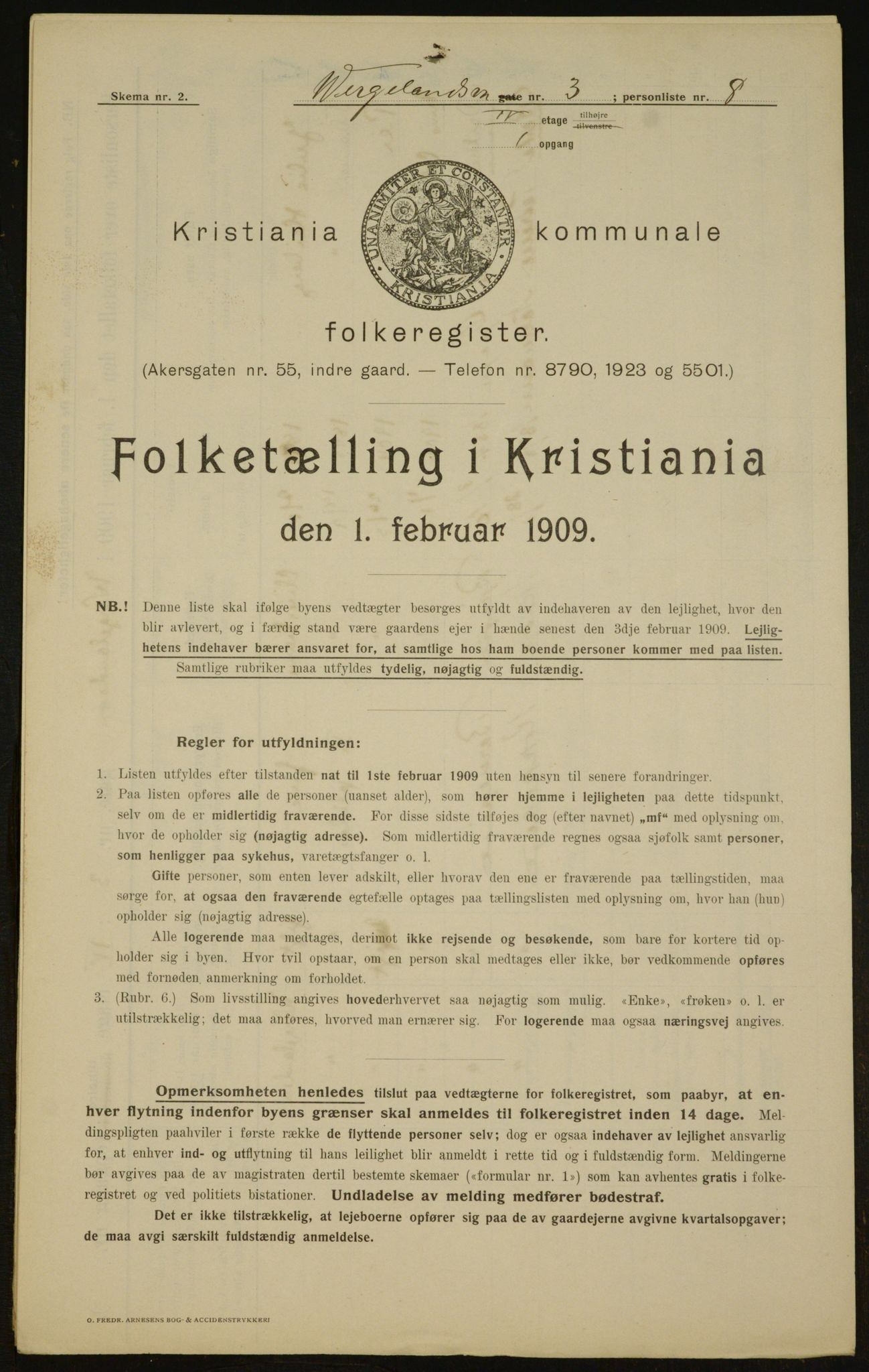 OBA, Kommunal folketelling 1.2.1909 for Kristiania kjøpstad, 1909, s. 115979