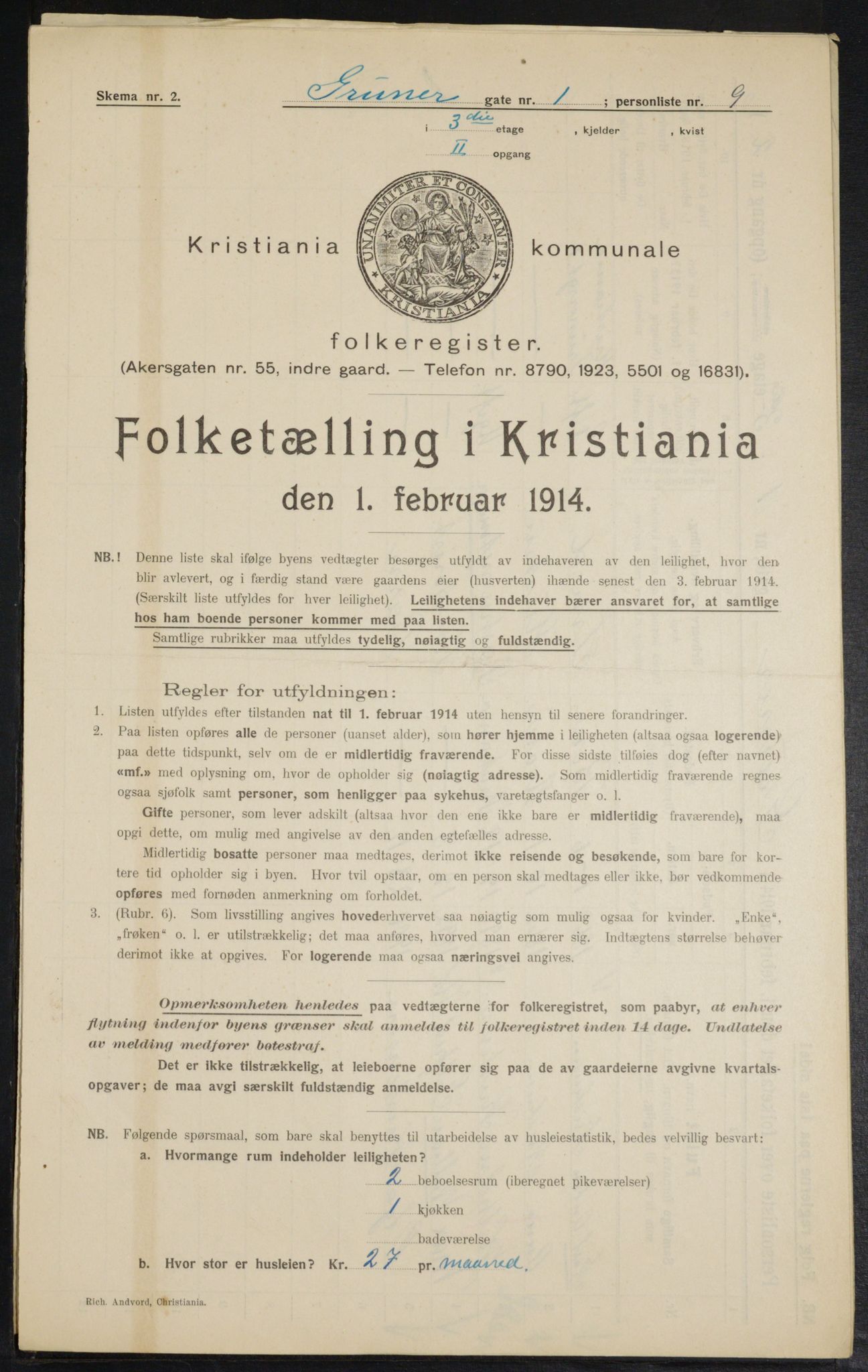 OBA, Kommunal folketelling 1.2.1914 for Kristiania, 1914, s. 30758