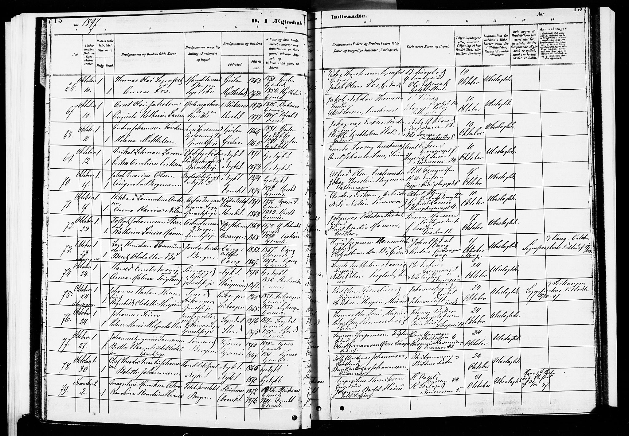 Nykirken Sokneprestembete, AV/SAB-A-77101/H/Hab: Klokkerbok nr. D 2, 1896-1905, s. 15