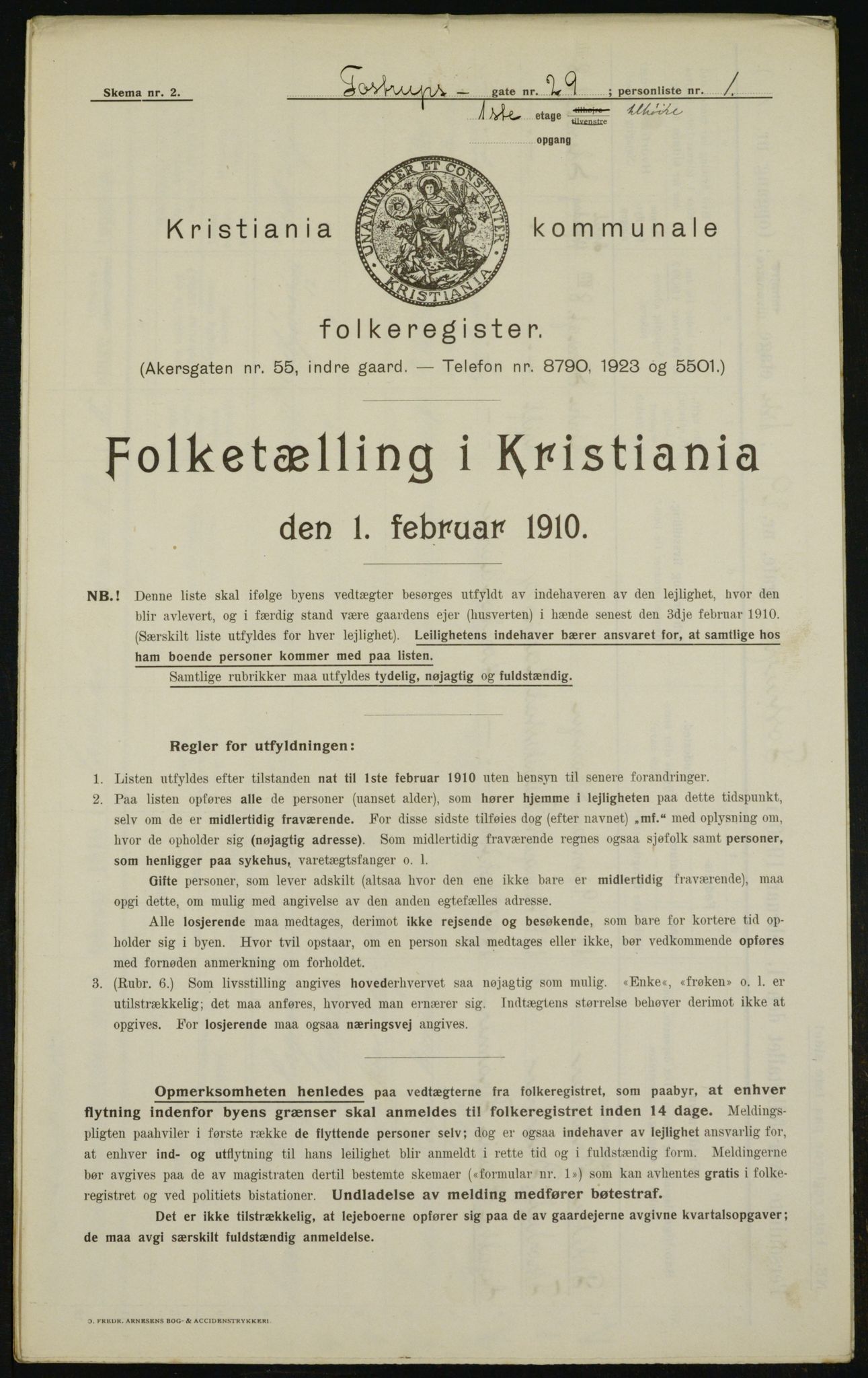 OBA, Kommunal folketelling 1.2.1910 for Kristiania, 1910, s. 109506