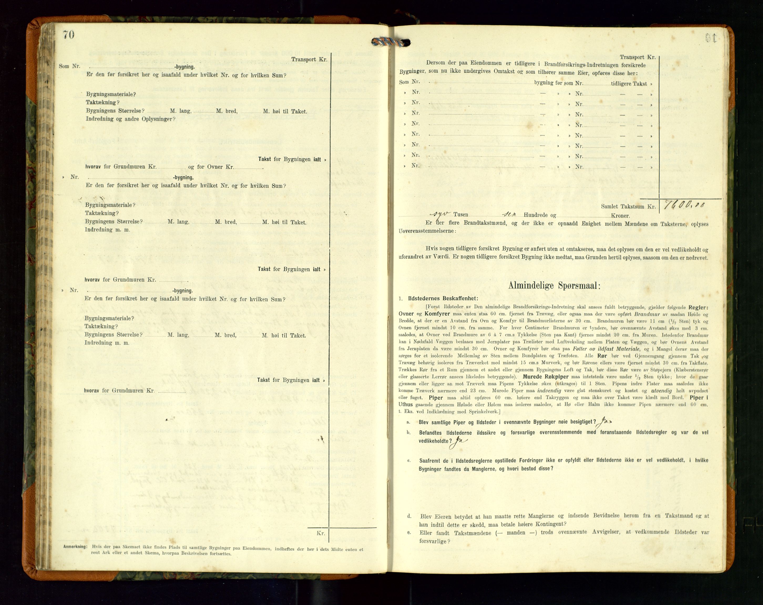 Hå lensmannskontor, SAST/A-100456/Goa/L0004: Takstprotokoll (skjema), 1911-1926, s. 70-71
