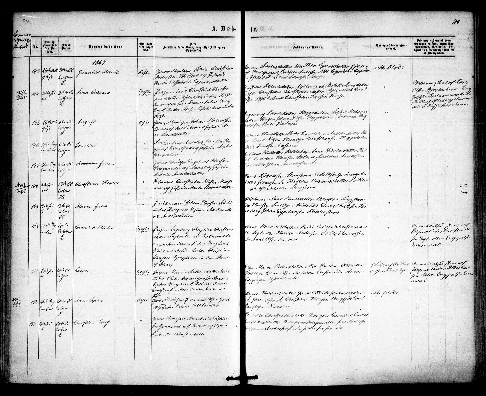 Høland prestekontor Kirkebøker, AV/SAO-A-10346a/F/Fa/L0011: Ministerialbok nr. I 11, 1862-1869, s. 108