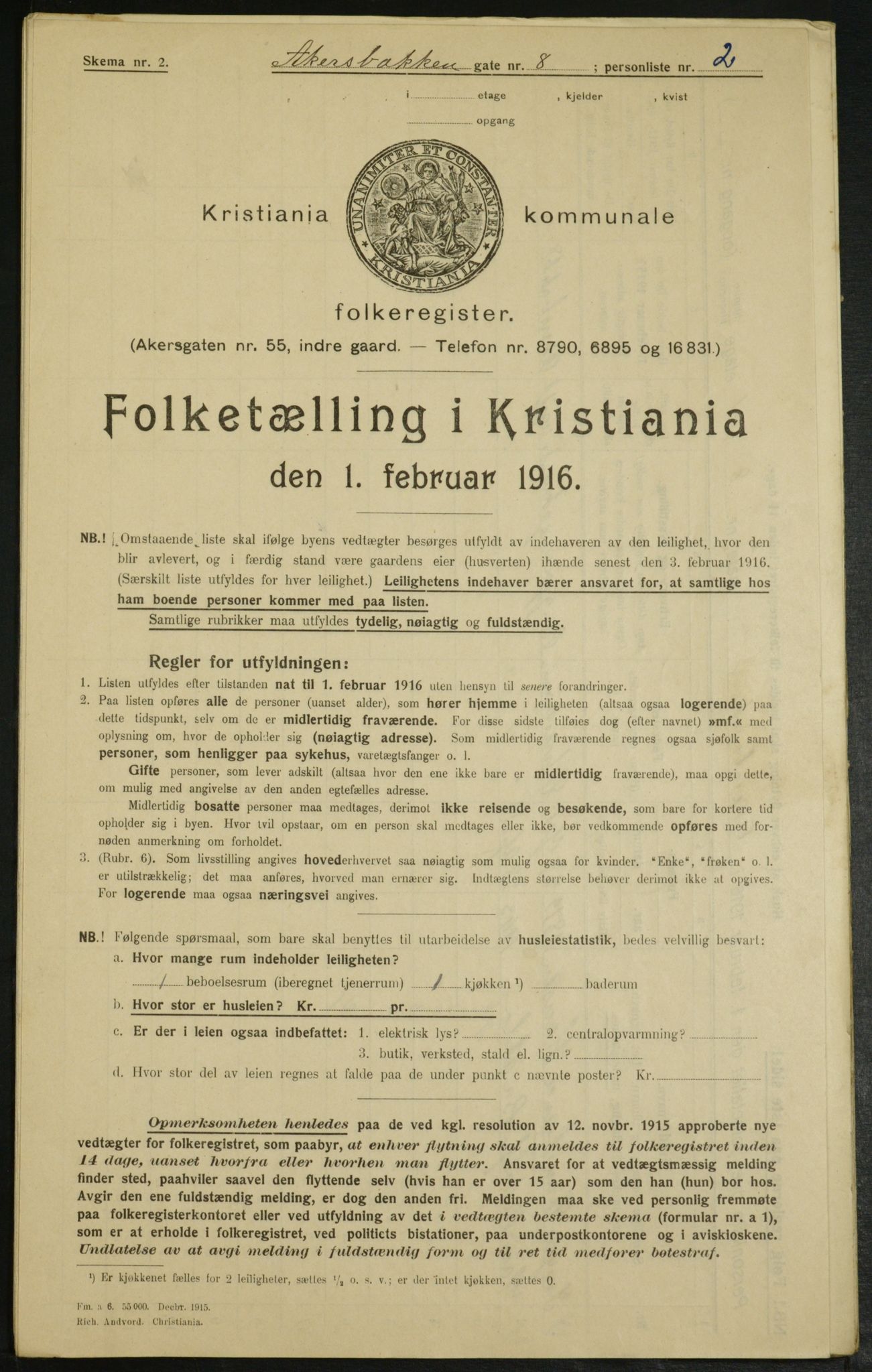 OBA, Kommunal folketelling 1.2.1916 for Kristiania, 1916, s. 37