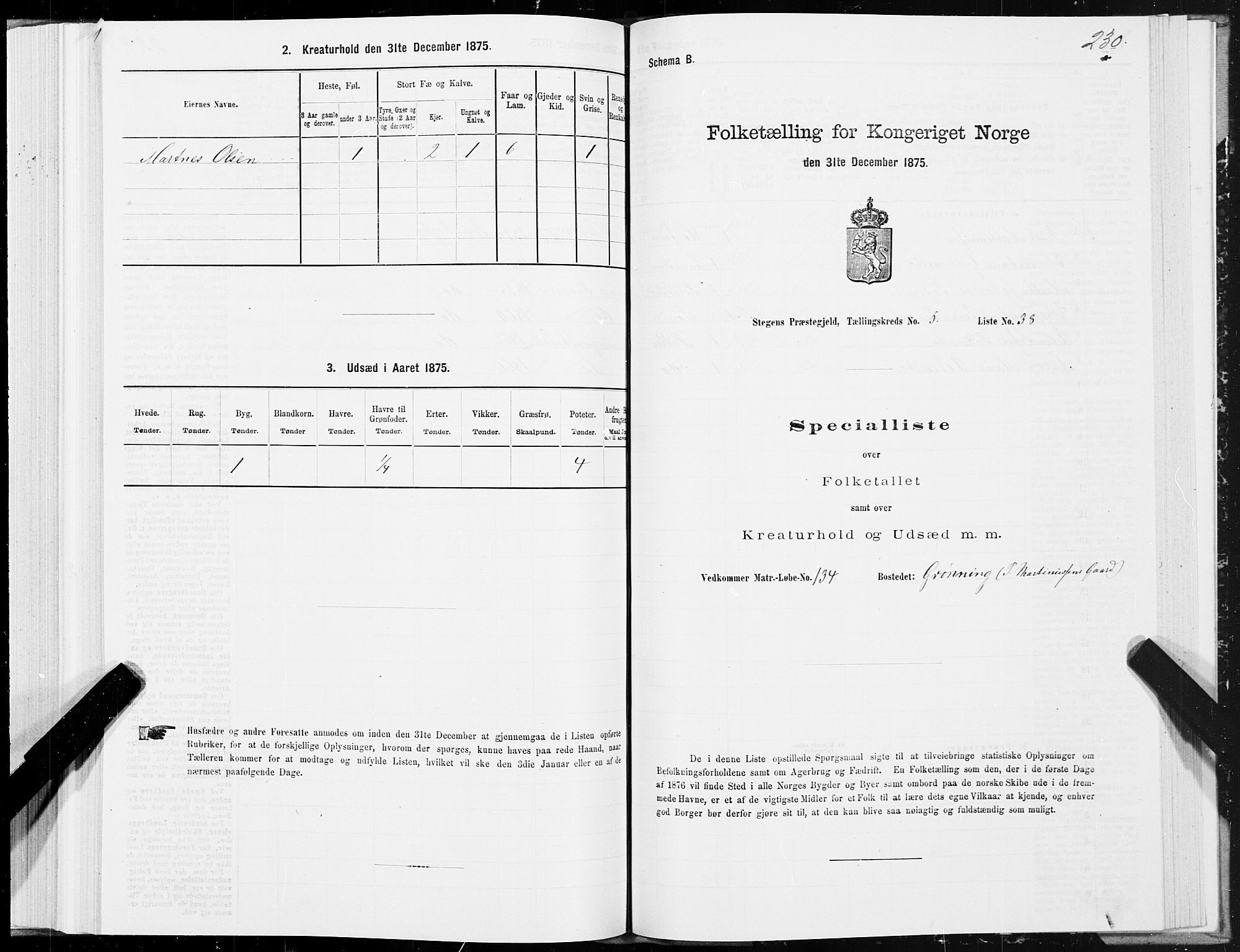 SAT, Folketelling 1875 for 1848P Steigen prestegjeld, 1875, s. 2230