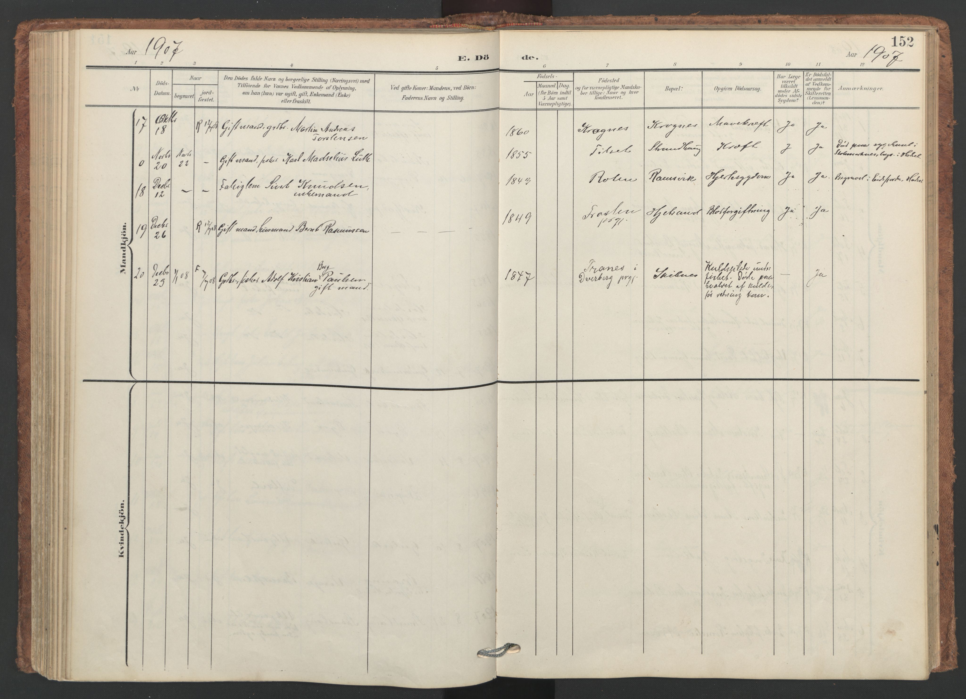 Ministerialprotokoller, klokkerbøker og fødselsregistre - Nordland, SAT/A-1459/893/L1339: Ministerialbok nr. 893A11, 1904-1914, s. 152