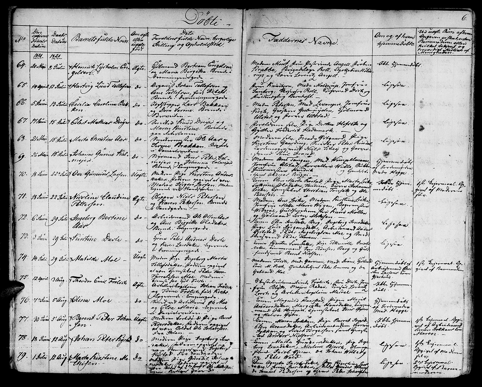 Ministerialprotokoller, klokkerbøker og fødselsregistre - Sør-Trøndelag, SAT/A-1456/601/L0045: Ministerialbok nr. 601A13, 1821-1831, s. 6