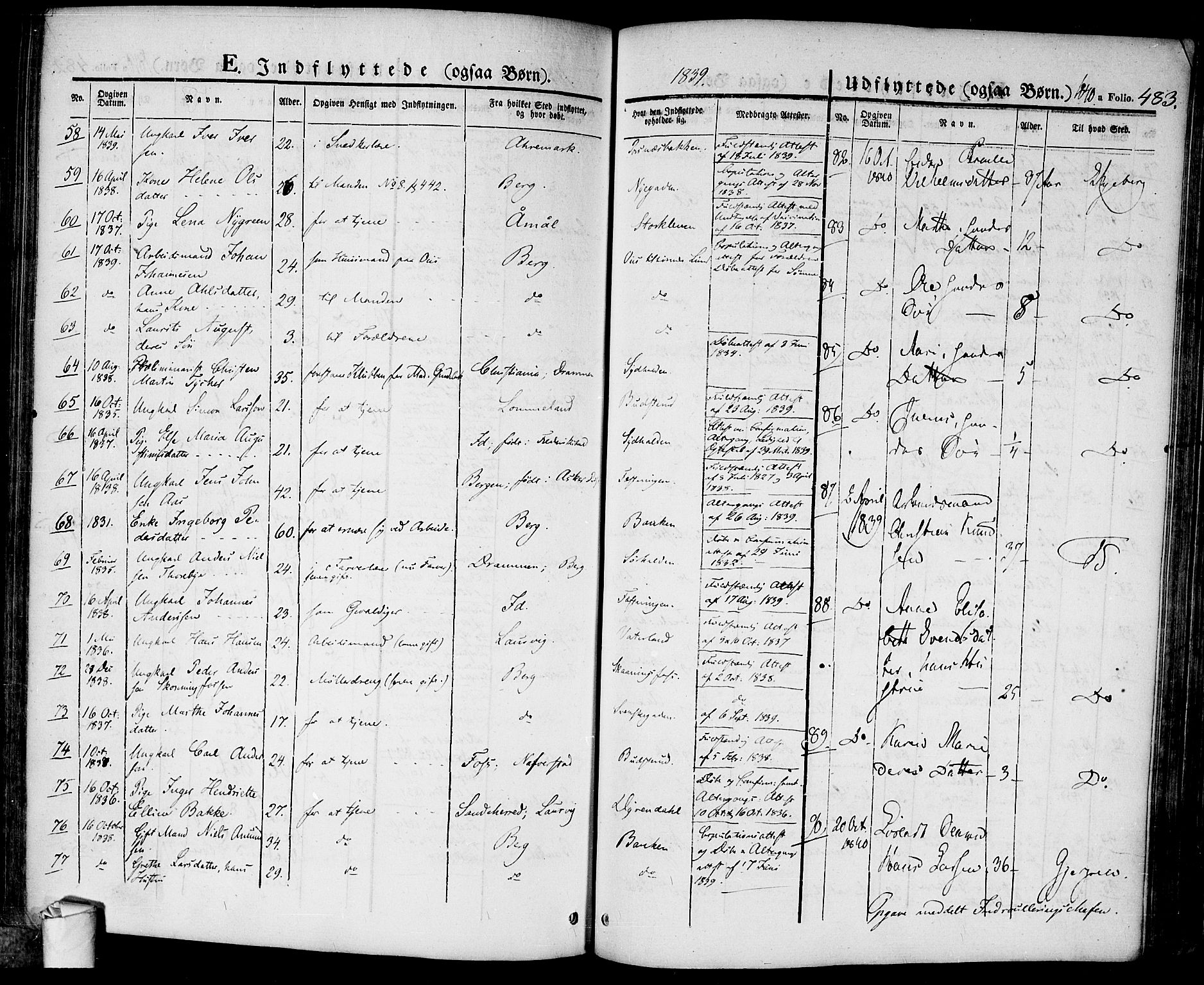 Halden prestekontor Kirkebøker, AV/SAO-A-10909/F/Fa/L0005: Ministerialbok nr. I 5, 1834-1845, s. 483