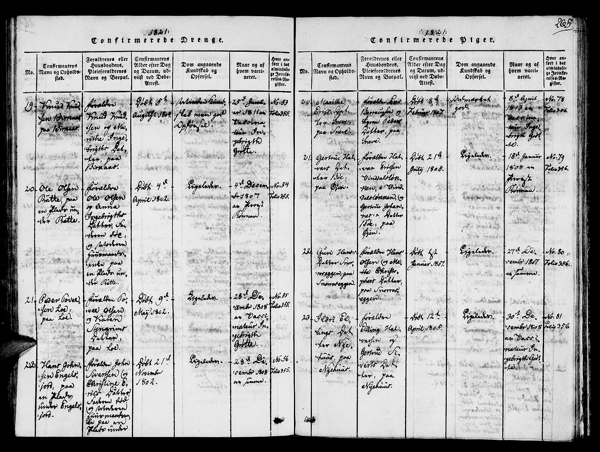 Ministerialprotokoller, klokkerbøker og fødselsregistre - Sør-Trøndelag, AV/SAT-A-1456/678/L0895: Ministerialbok nr. 678A05 /1, 1816-1821, s. 265