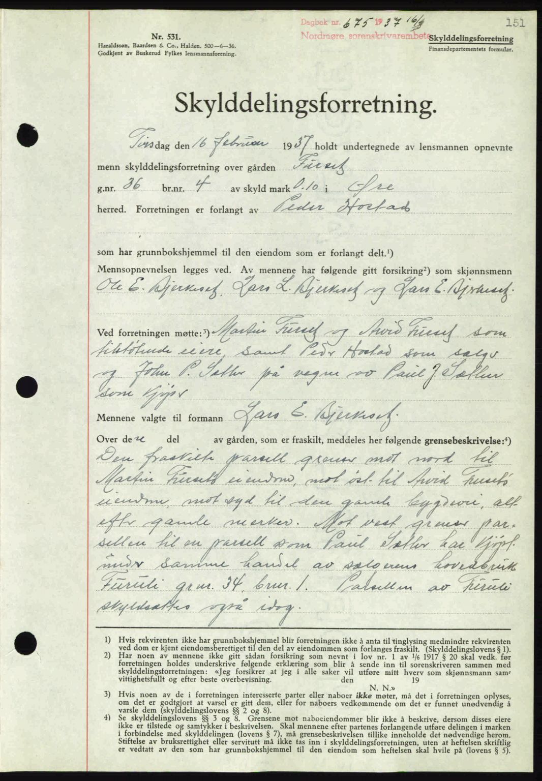 Nordmøre sorenskriveri, SAT/A-4132/1/2/2Ca: Pantebok nr. A81, 1937-1937, Dagboknr: 675/1937