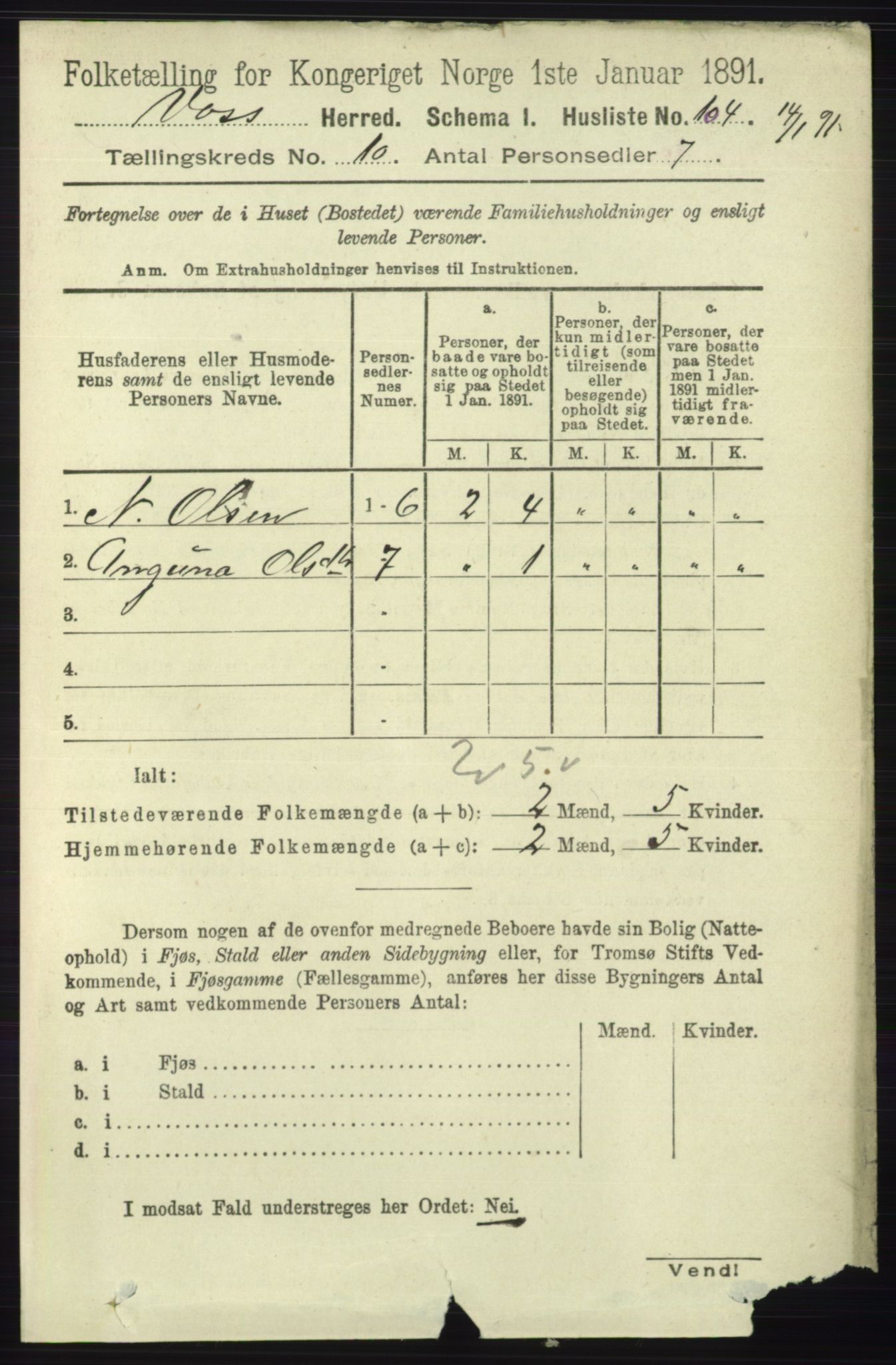 RA, Folketelling 1891 for 1235 Voss herred, 1891, s. 5208