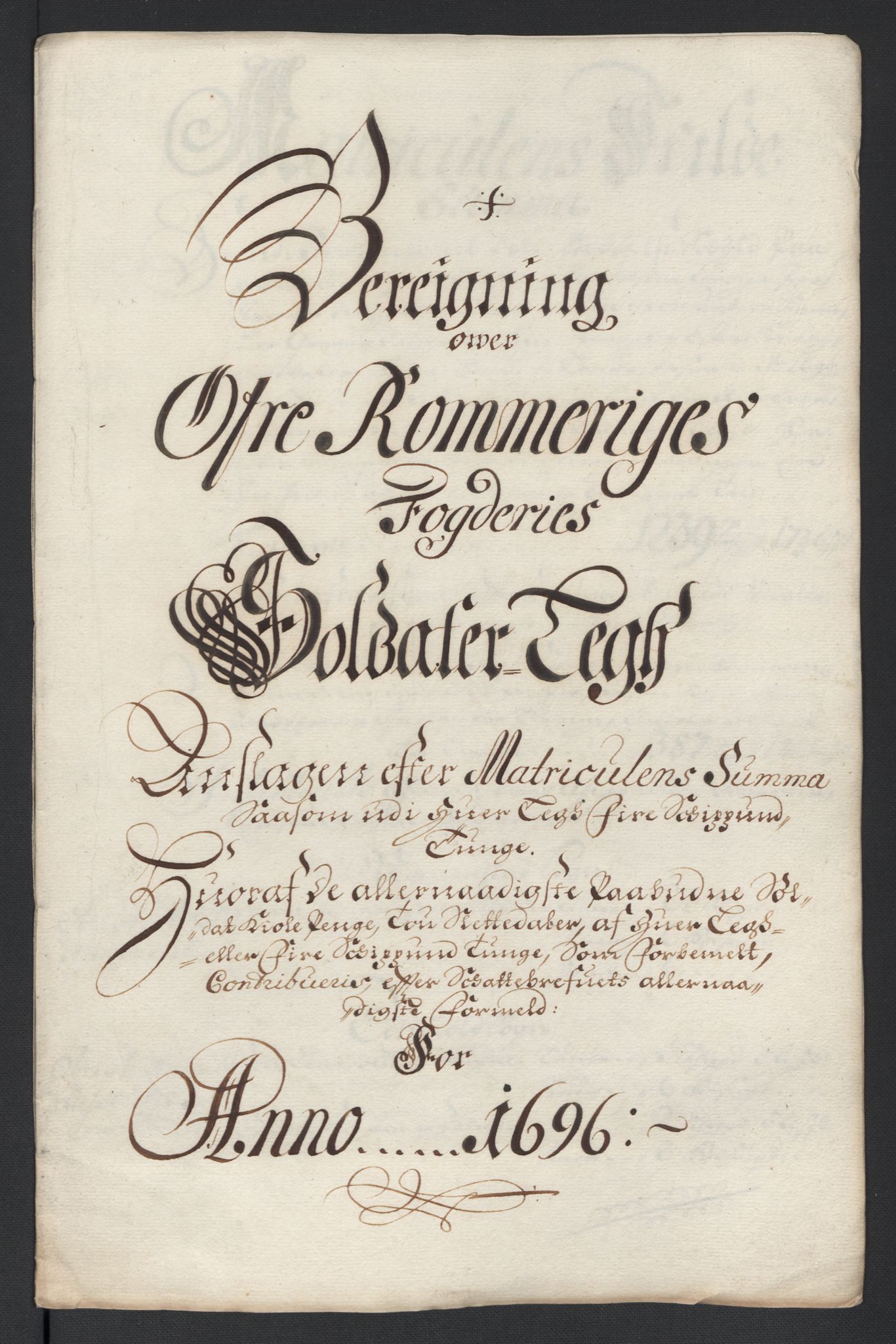 Rentekammeret inntil 1814, Reviderte regnskaper, Fogderegnskap, RA/EA-4092/R12/L0708: Fogderegnskap Øvre Romerike, 1696, s. 224