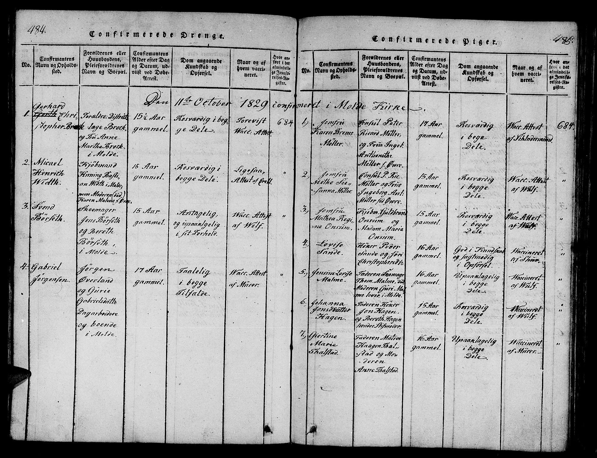 Ministerialprotokoller, klokkerbøker og fødselsregistre - Møre og Romsdal, SAT/A-1454/558/L0700: Klokkerbok nr. 558C01, 1818-1868, s. 484-485