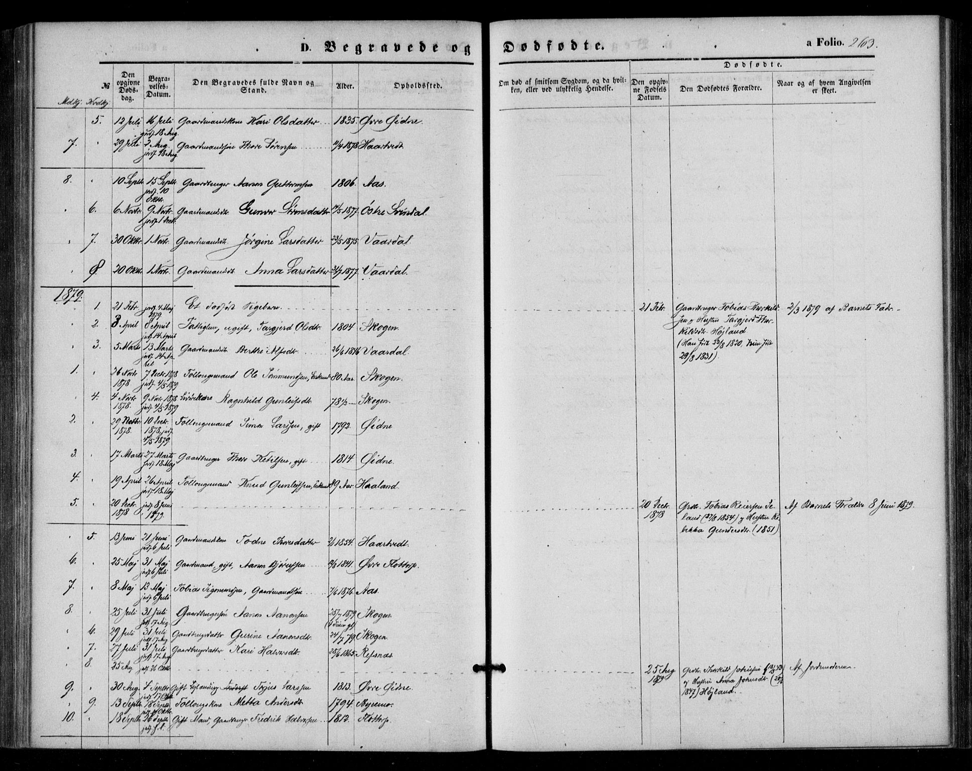 Bjelland sokneprestkontor, SAK/1111-0005/F/Fa/Fac/L0002: Ministerialbok nr. A 2, 1866-1887, s. 263