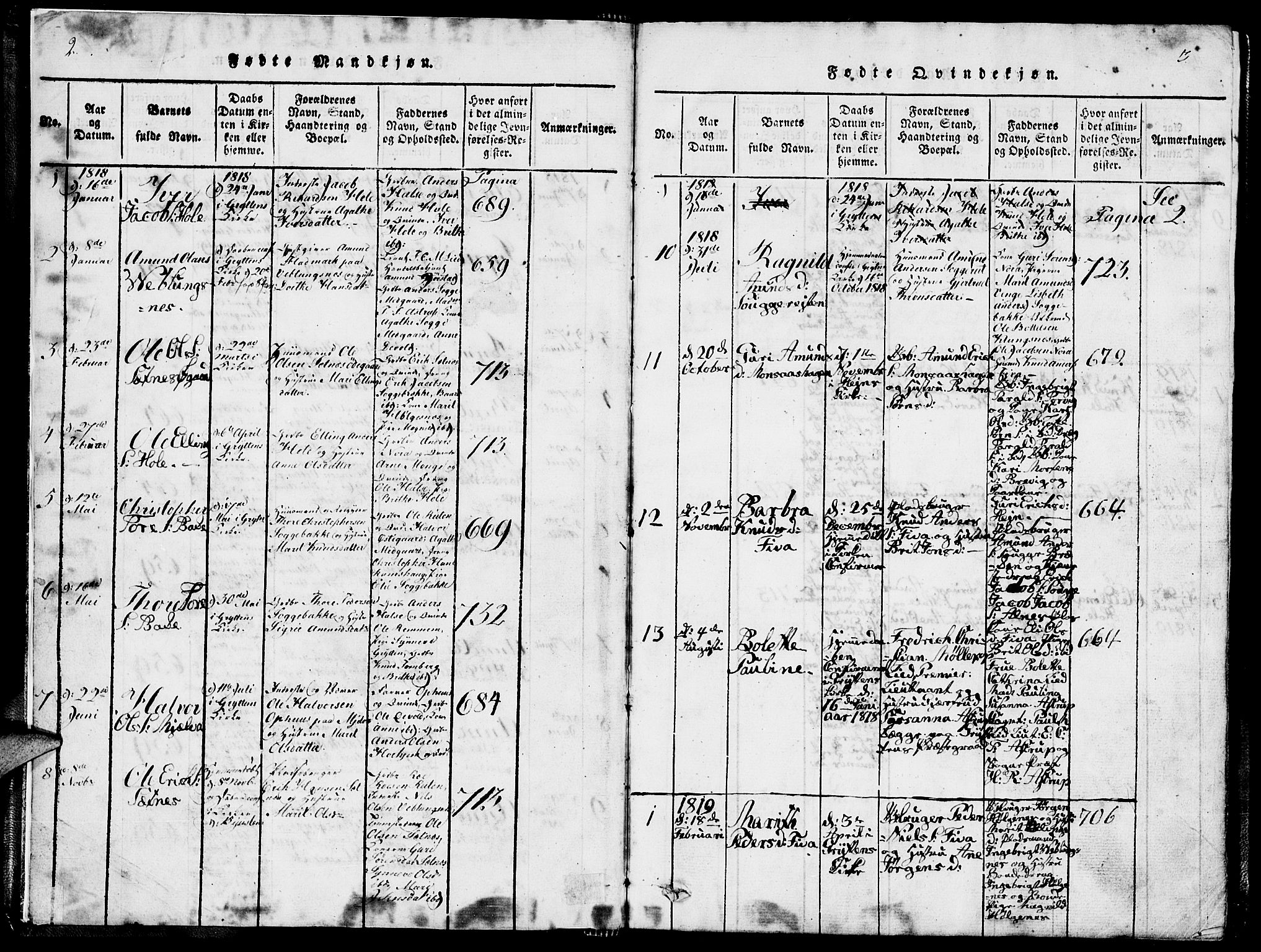 Ministerialprotokoller, klokkerbøker og fødselsregistre - Møre og Romsdal, AV/SAT-A-1454/544/L0579: Klokkerbok nr. 544C01, 1818-1836, s. 2-3