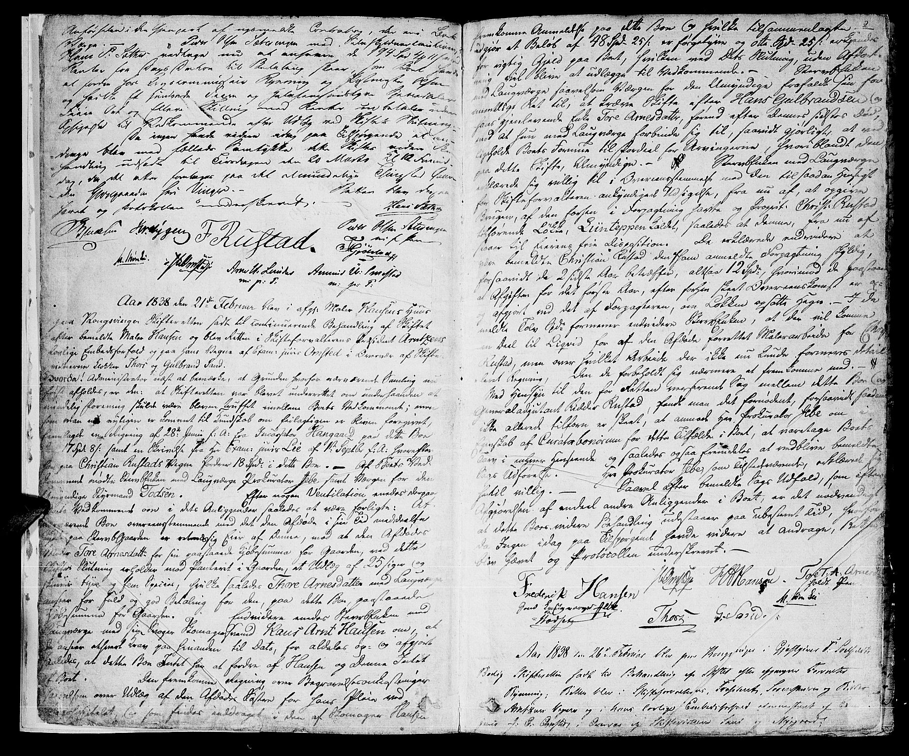 Vinger og Odal sorenskriveri, AV/SAH-TING-022/J/Jb/Jbb/L0009: Skifteforhandlingsprotokoll - Vinger og Eidskog, 1838-1852, s. 1b-2a