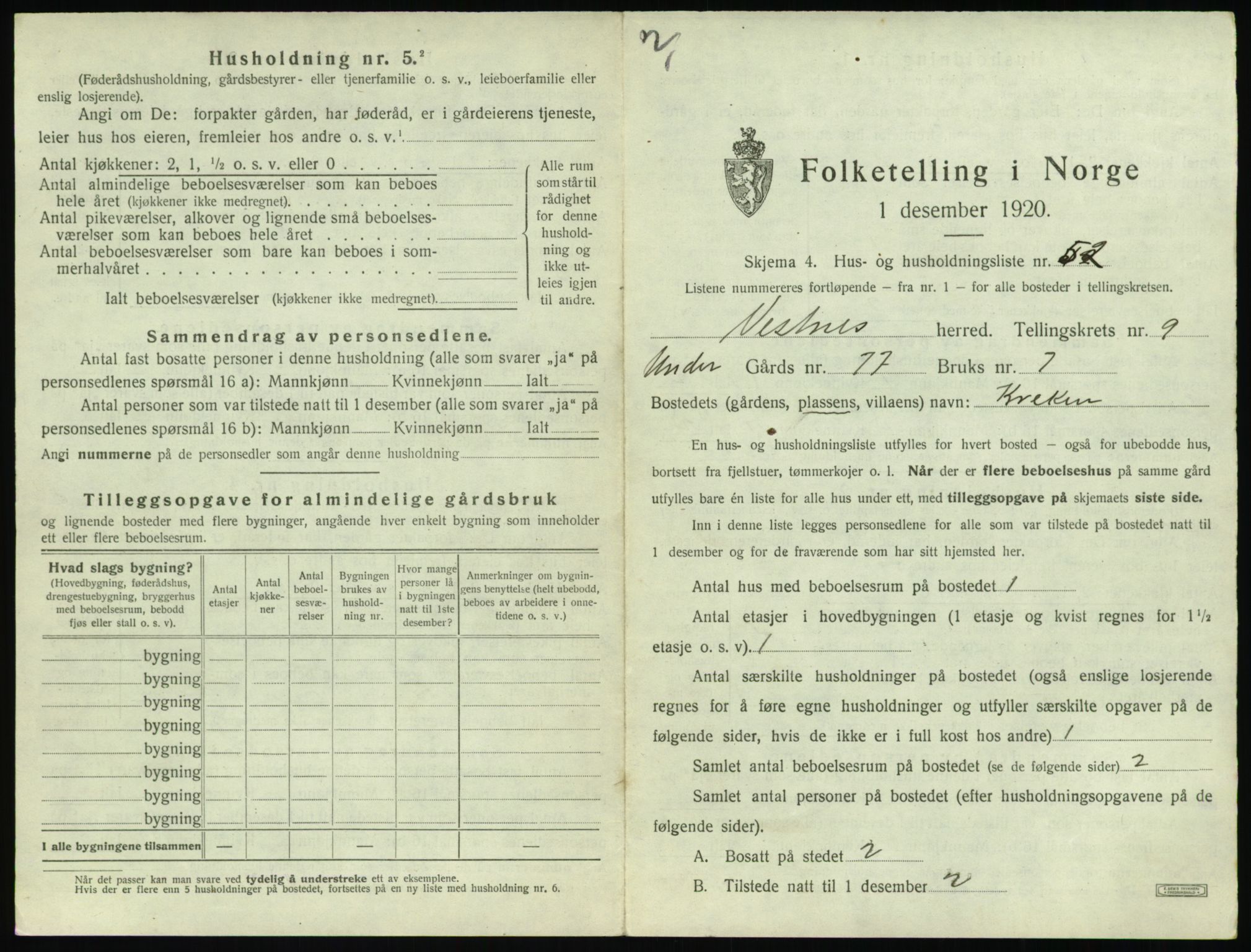 SAT, Folketelling 1920 for 1535 Vestnes herred, 1920, s. 1039