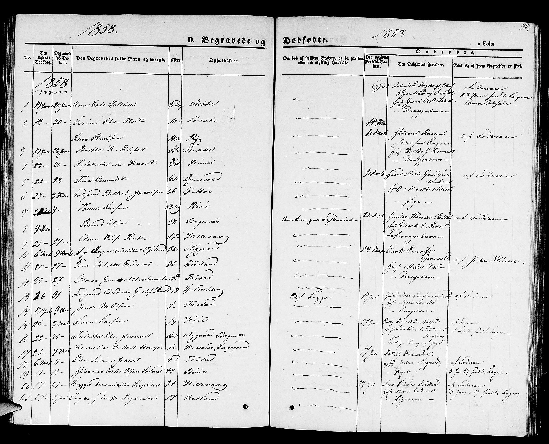 Hetland sokneprestkontor, SAST/A-101826/30/30BB/L0001: Klokkerbok nr. B 1, 1850-1868, s. 307