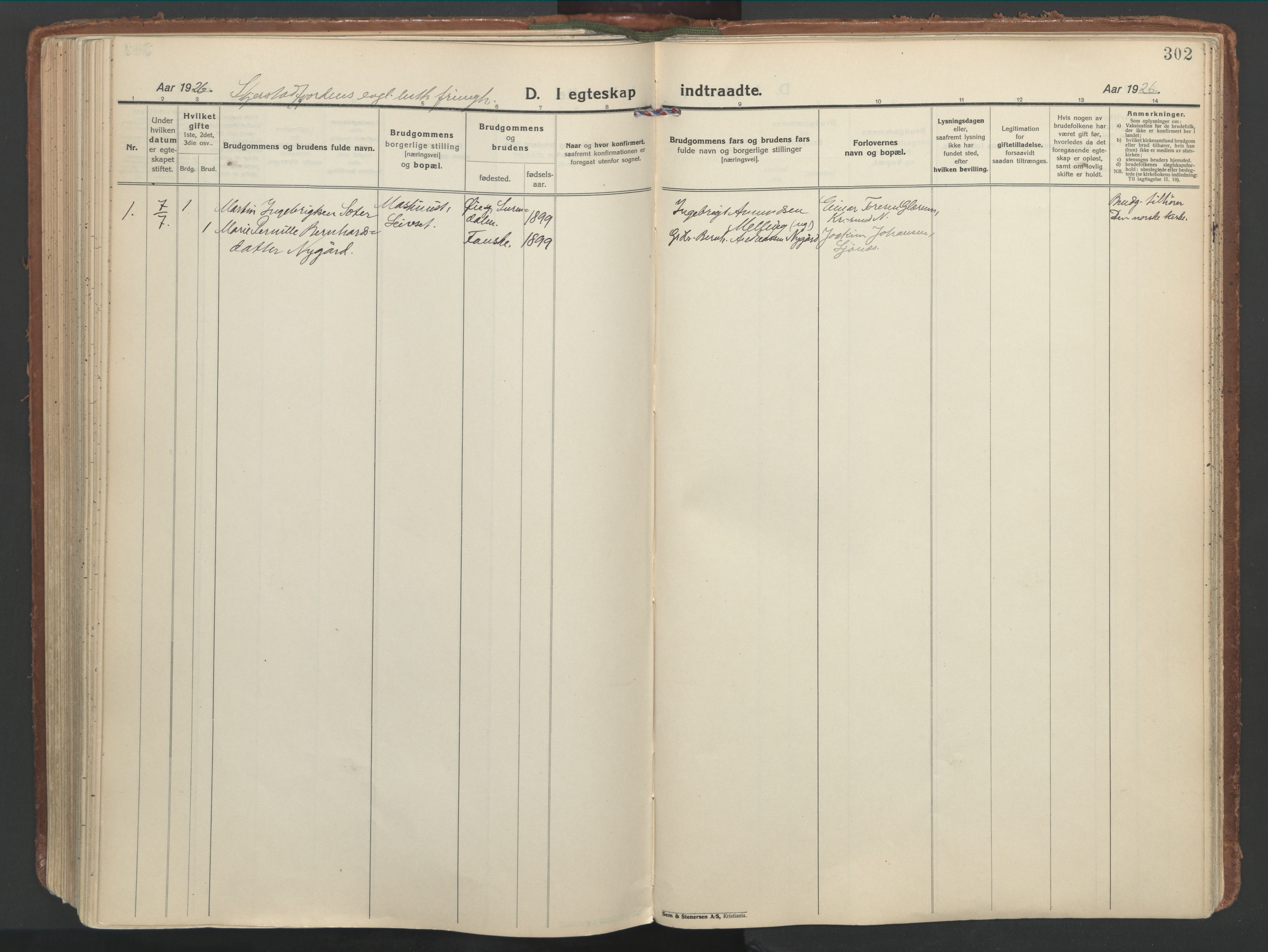 Ministerialprotokoller, klokkerbøker og fødselsregistre - Nordland, AV/SAT-A-1459/849/L0699: Ministerialbok nr. 849A10, 1924-1937, s. 302