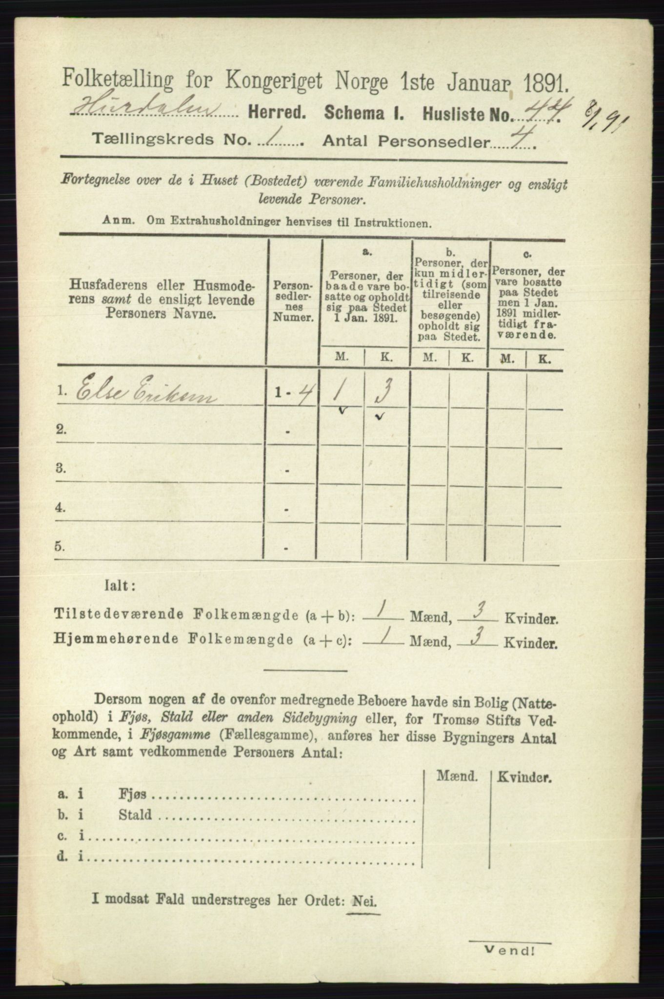 RA, Folketelling 1891 for 0239 Hurdal herred, 1891, s. 62