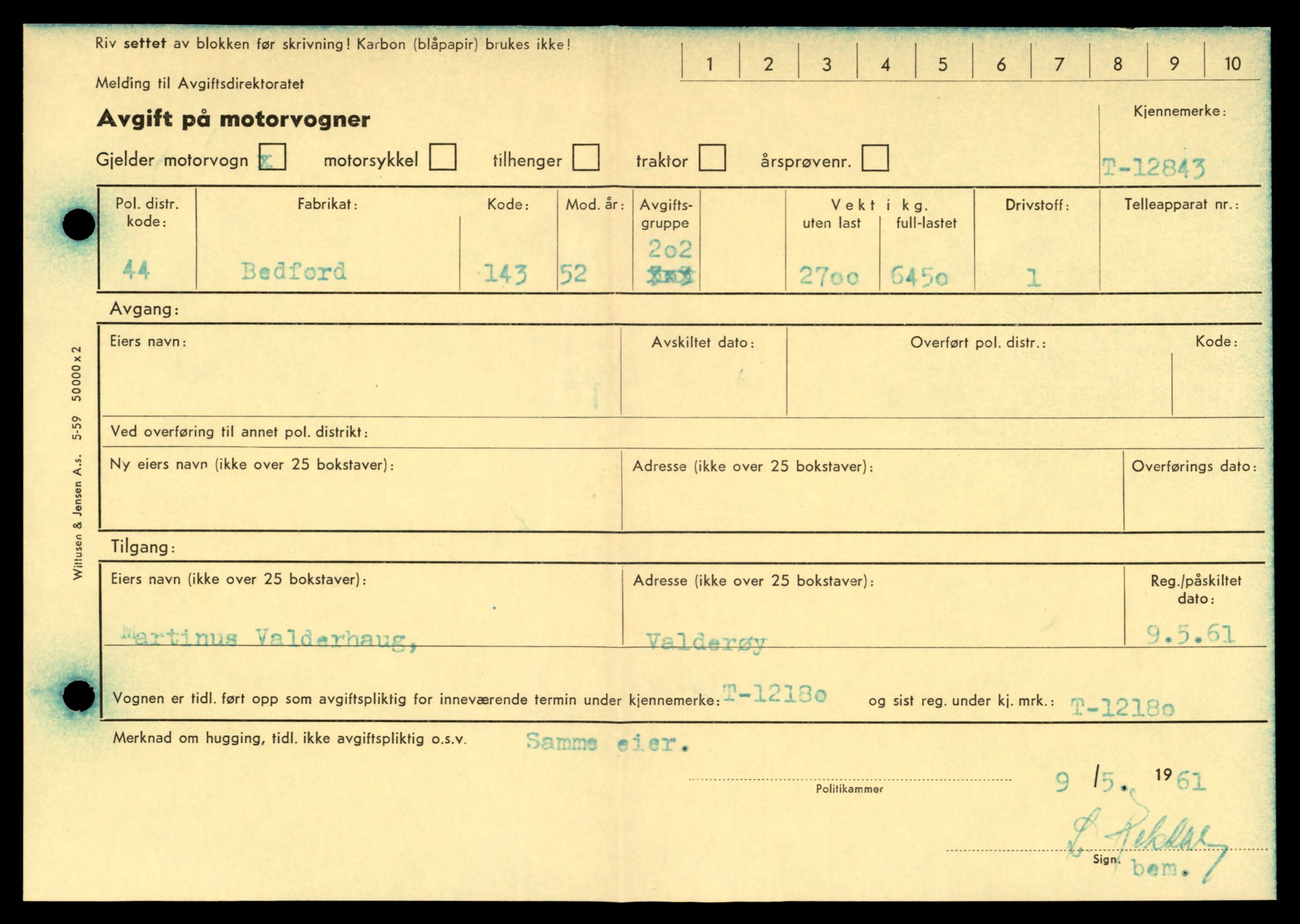 Møre og Romsdal vegkontor - Ålesund trafikkstasjon, AV/SAT-A-4099/F/Fe/L0036: Registreringskort for kjøretøy T 12831 - T 13030, 1927-1998, s. 315