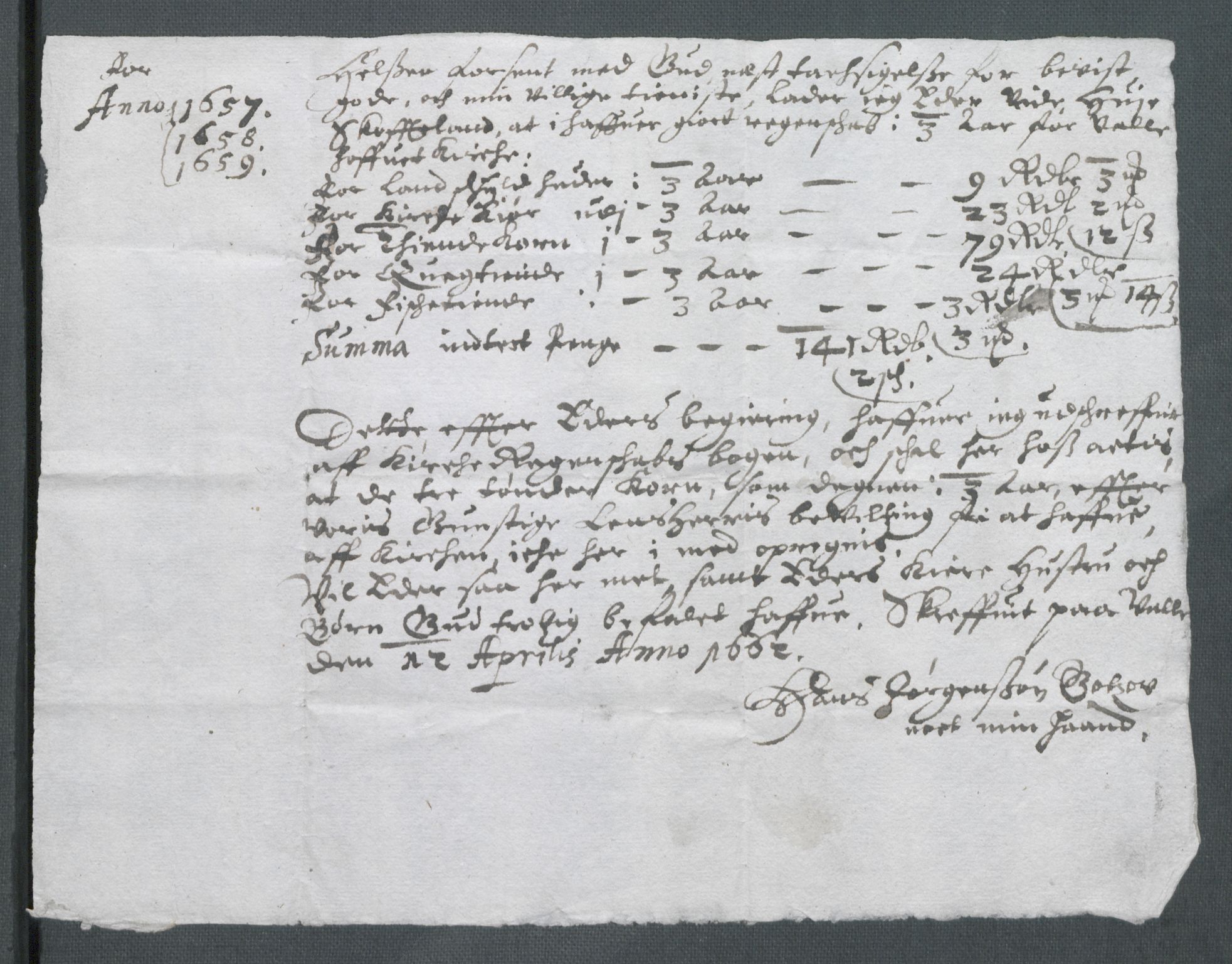 Riksarkivets diplomsamling, AV/RA-EA-5965/F02/L0169: Dokumenter, 1661-1663, s. 94